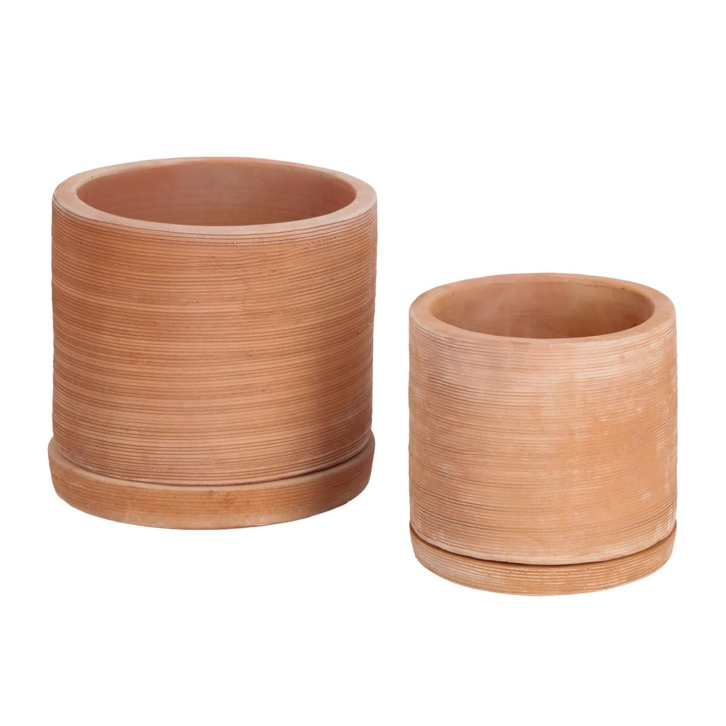 Karlina set of 2 terracotta plant pots with dishes, Ø 33 cm / Ø 24 cm - Product Image