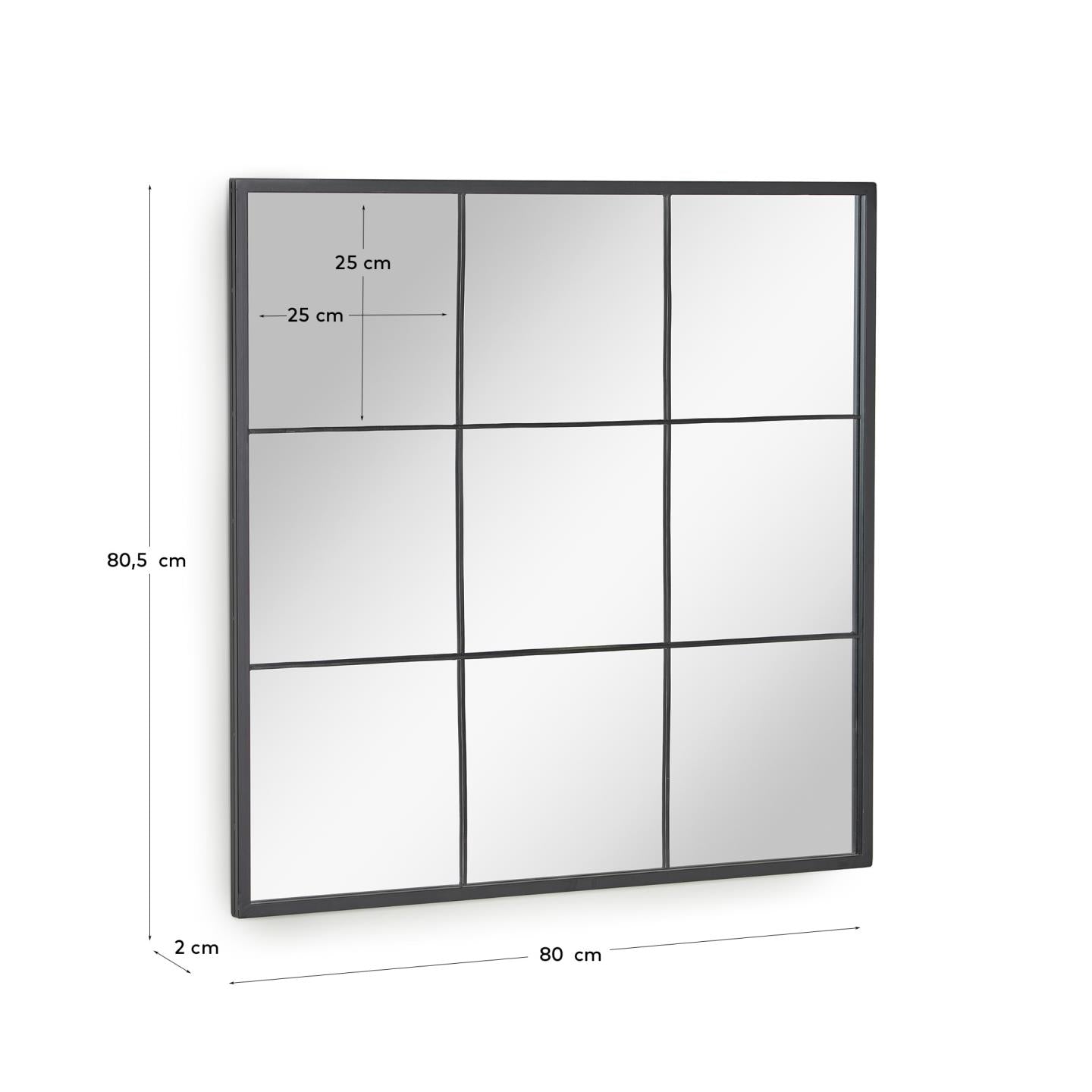 Ulrica black metal wall mirror 80 x 80 cm - Measurements