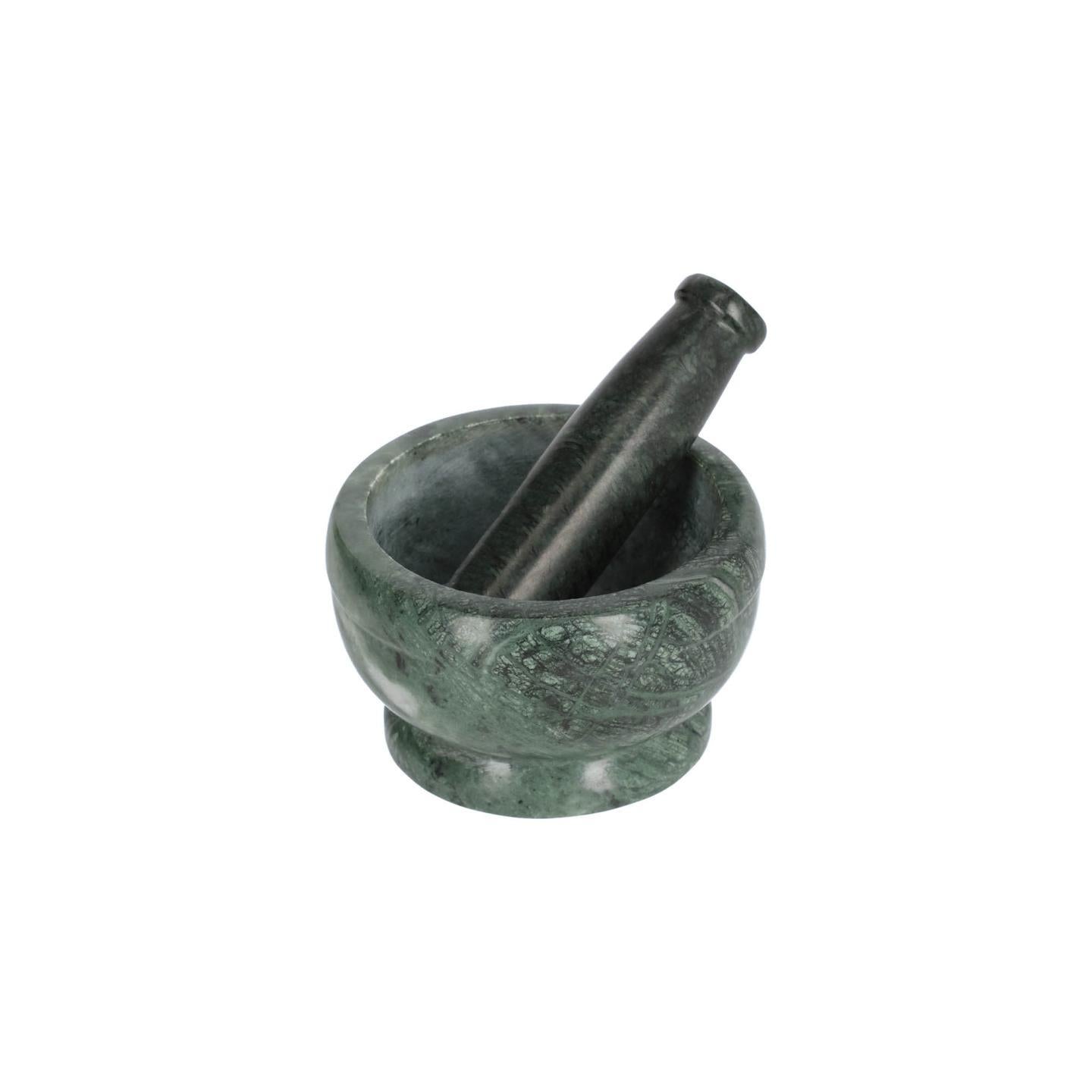 Cindea pestle and mortar in green marble - Product Image