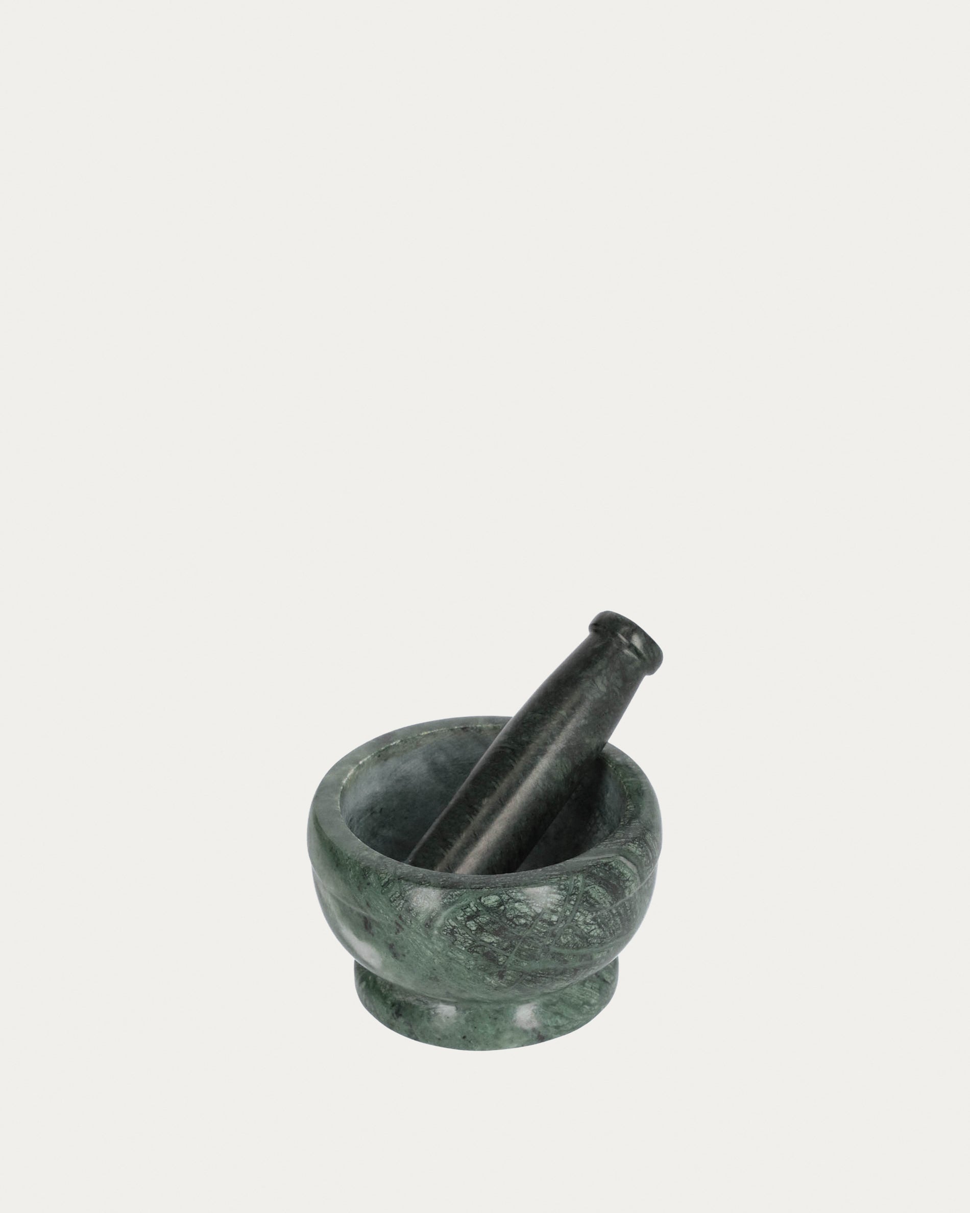 Cindea pestle and mortar in green marble - Product View