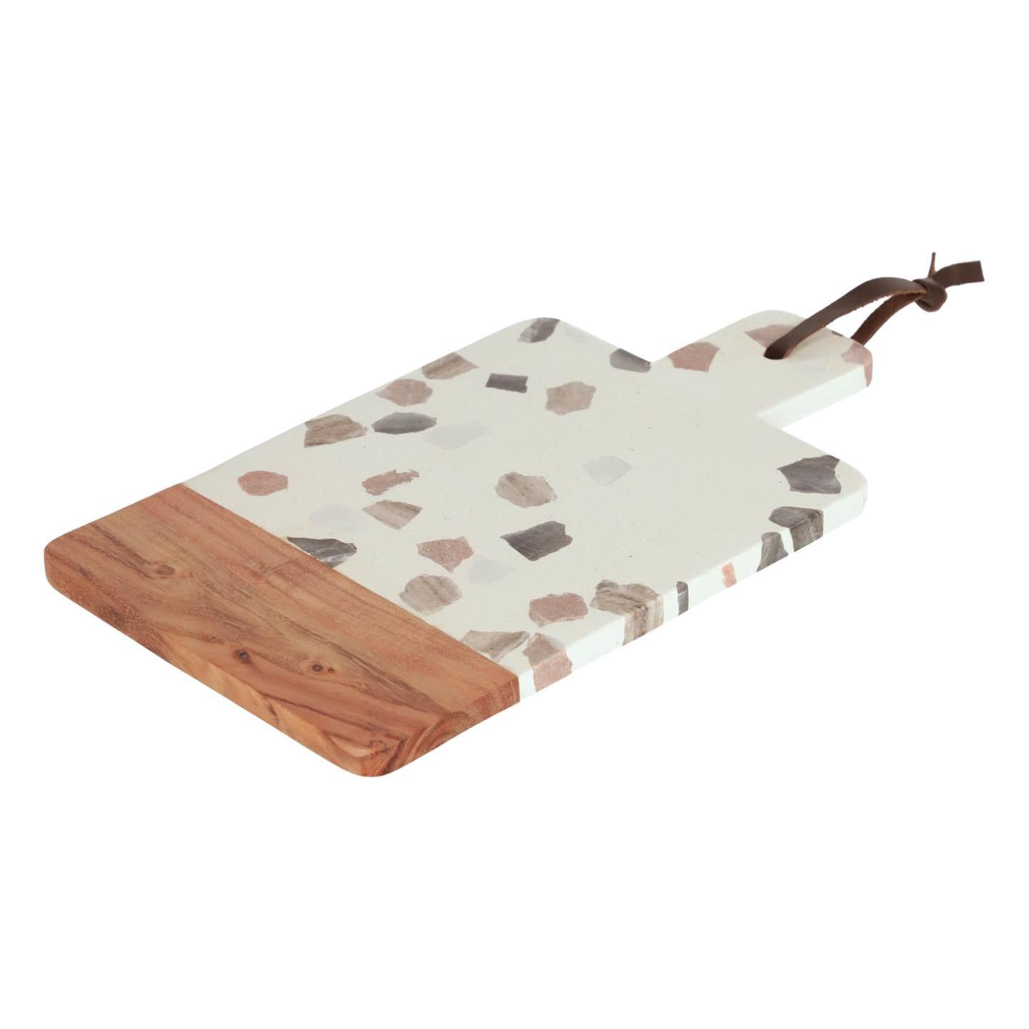 Temira wood and multicoloured terrazzo serving board - Product Image