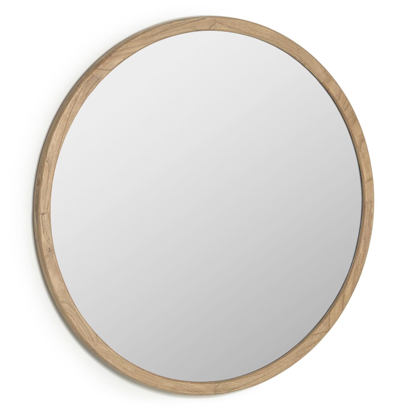 Alum round solid mindi wood mirror 100 cm - Product Image
