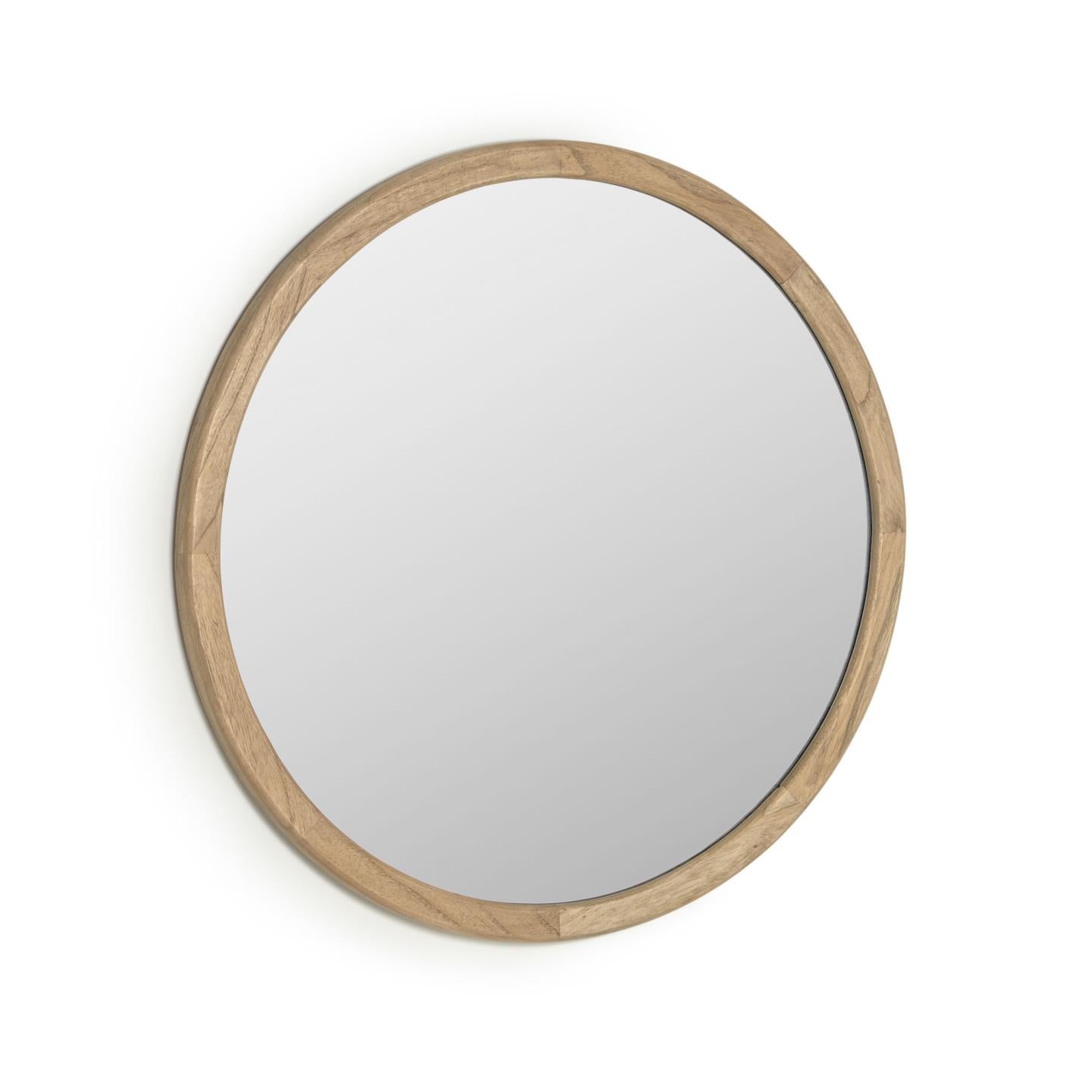 Alum round solid mindi wood mirror 80 cm - Product Image