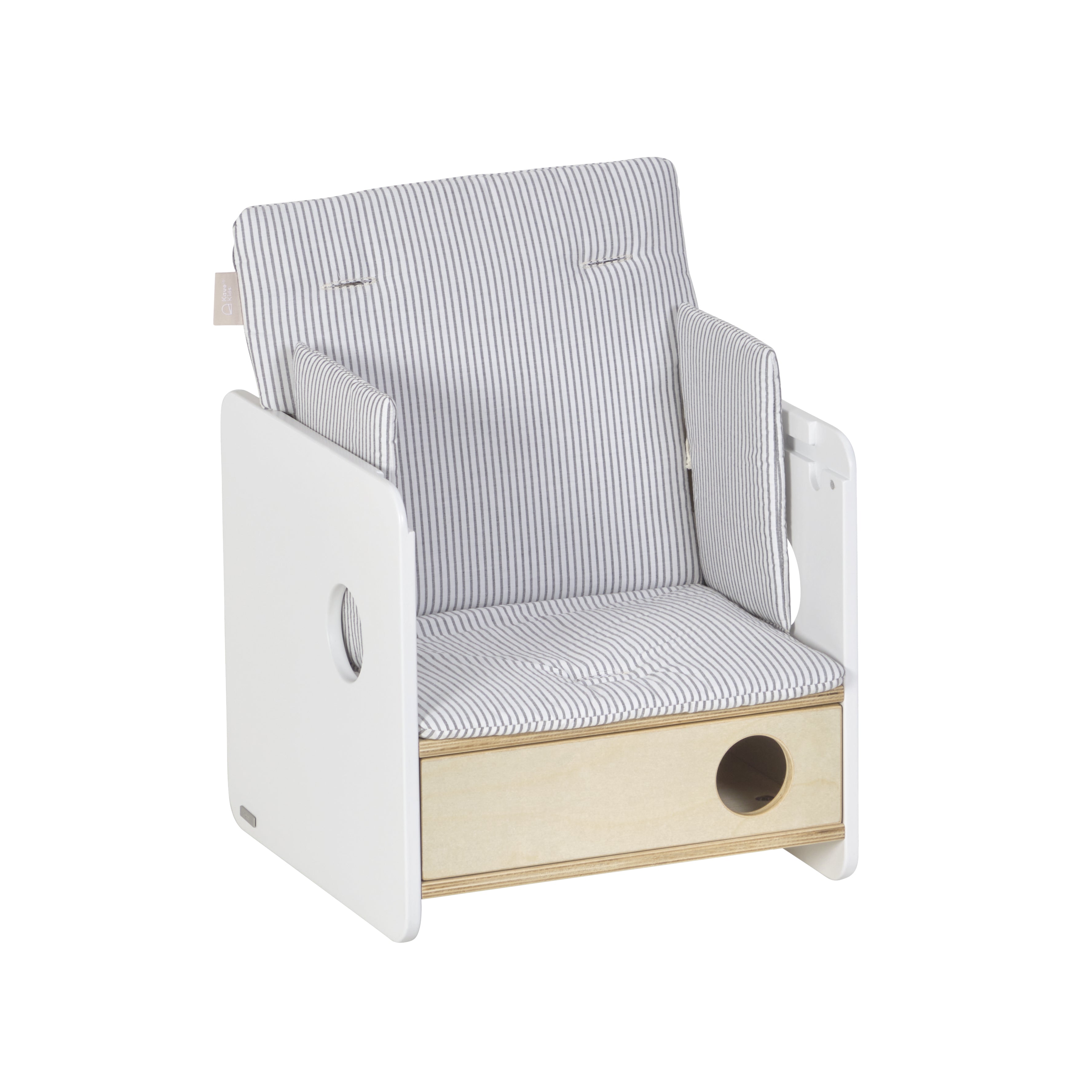 100% organic cotton (GOTS) Nuun highchair cushion in blue stripes - Product Image