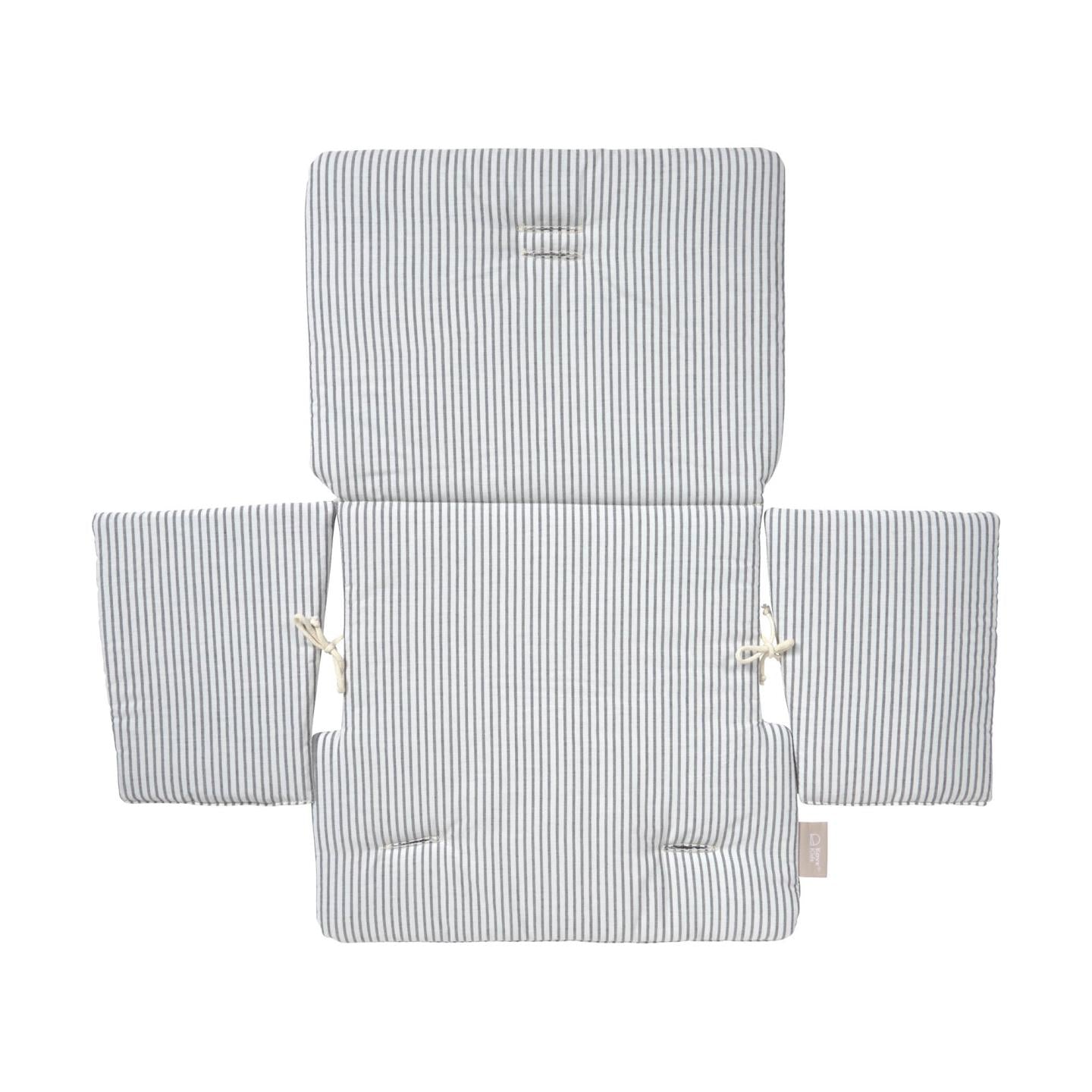 100% organic cotton (GOTS) Nuun highchair cushion in blue stripes - Product Image