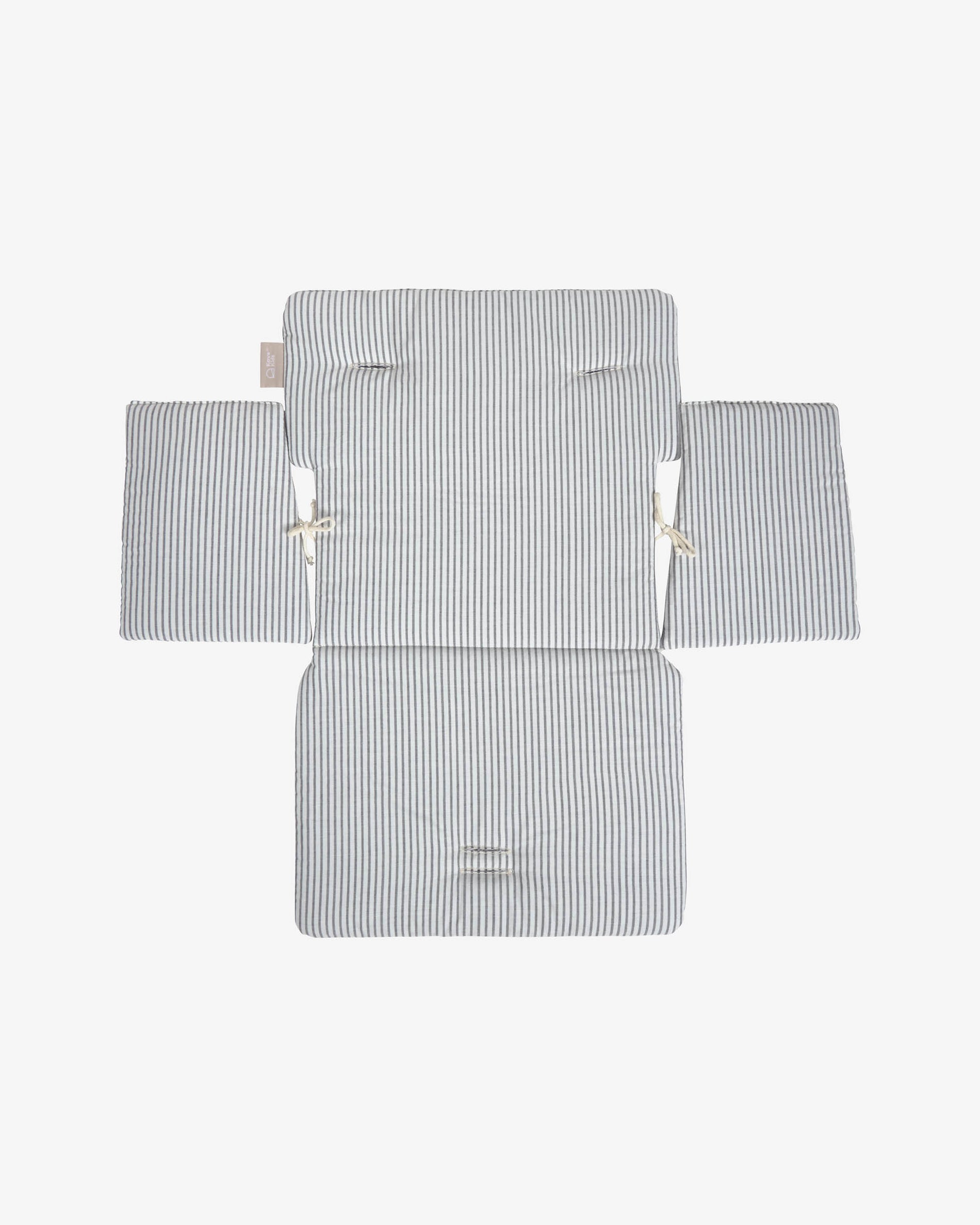 100% organic cotton (GOTS) Nuun highchair cushion in blue stripes - Product View