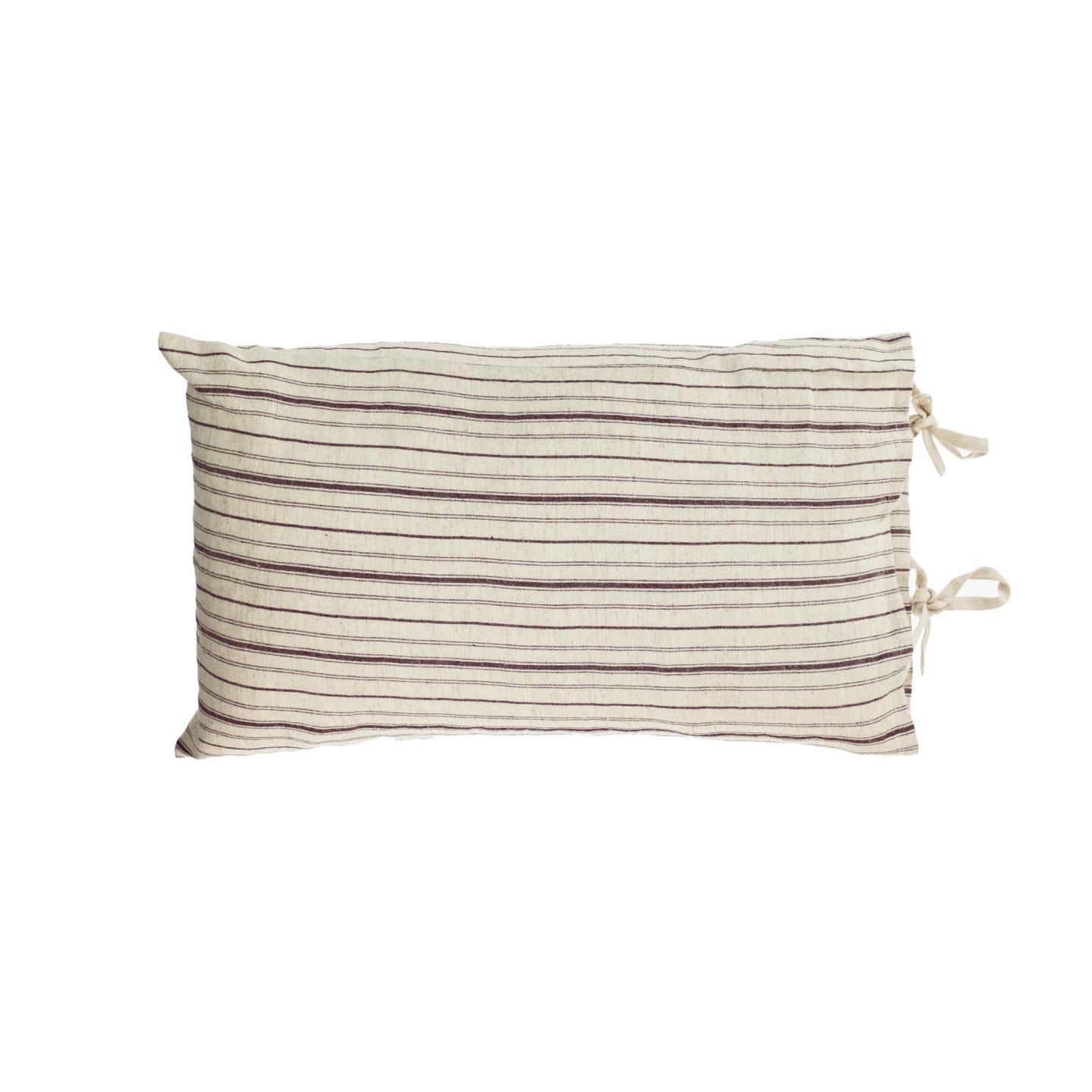 Etna 100% cotton cushion cover with brown stripes 30 x 50 cm - Product Image