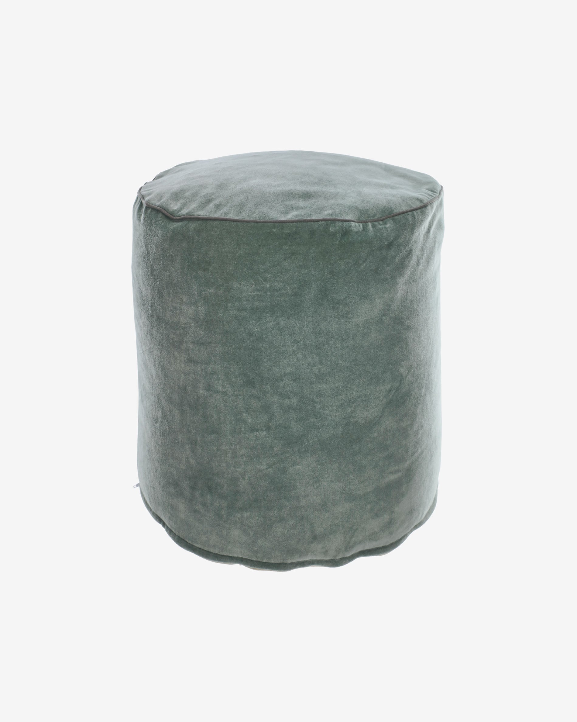Brunetta round pouffe in dark turquoise velvet Ø 40 cm - Product View