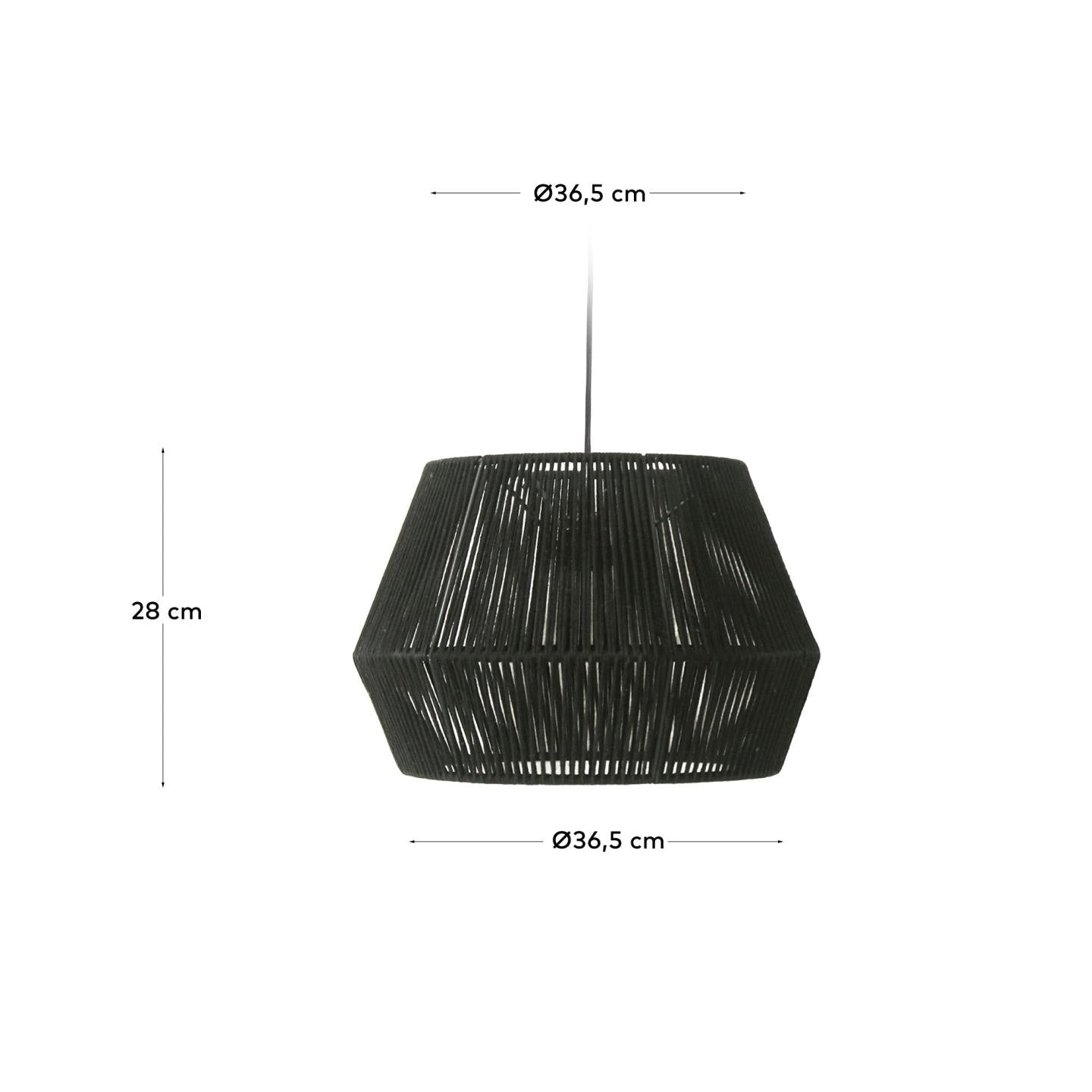 Cantia cotton ceiling light shade with black finish Ø 36,5 cm - Measurements