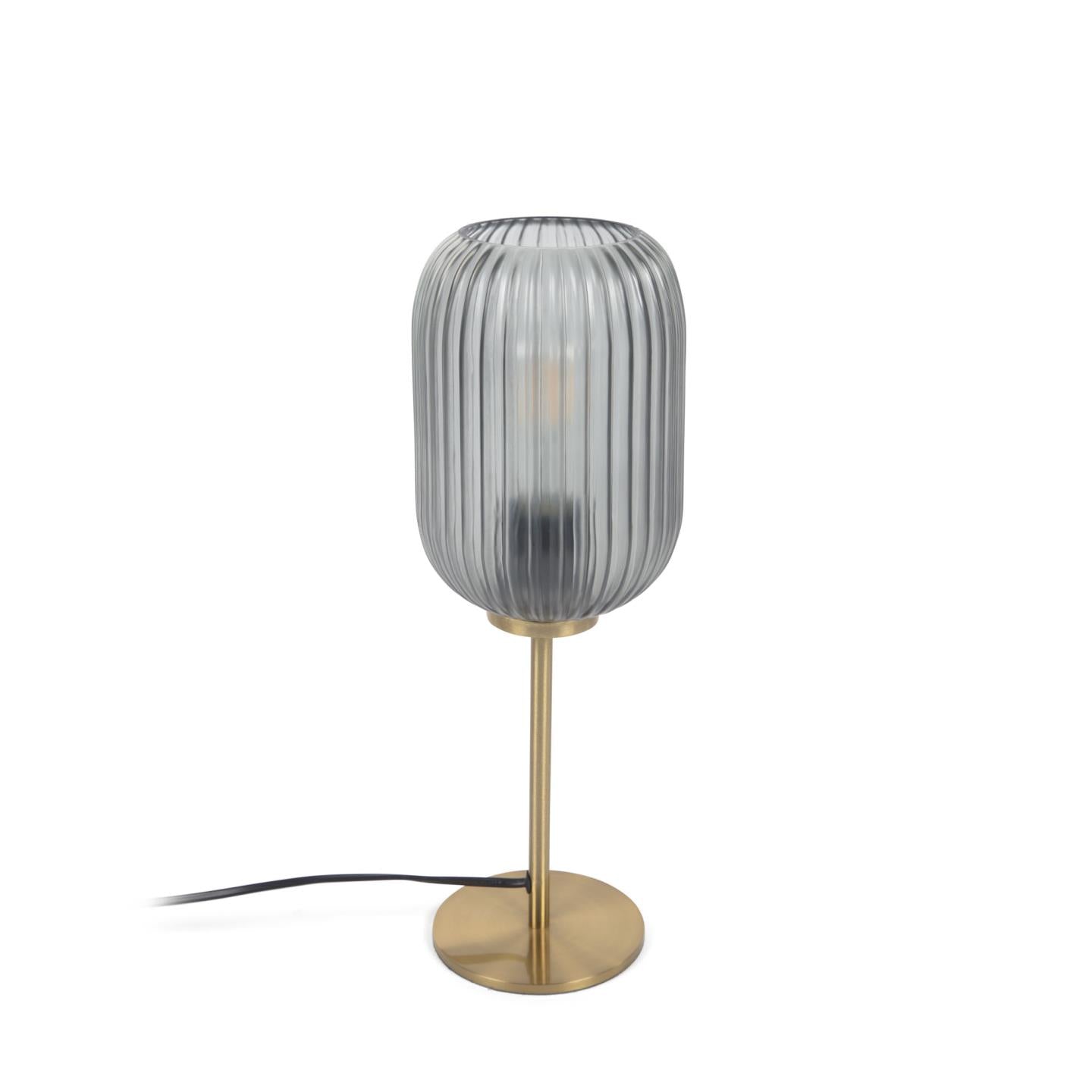 Hestia table lamp in metal with brass and grey glass finish - Product Image