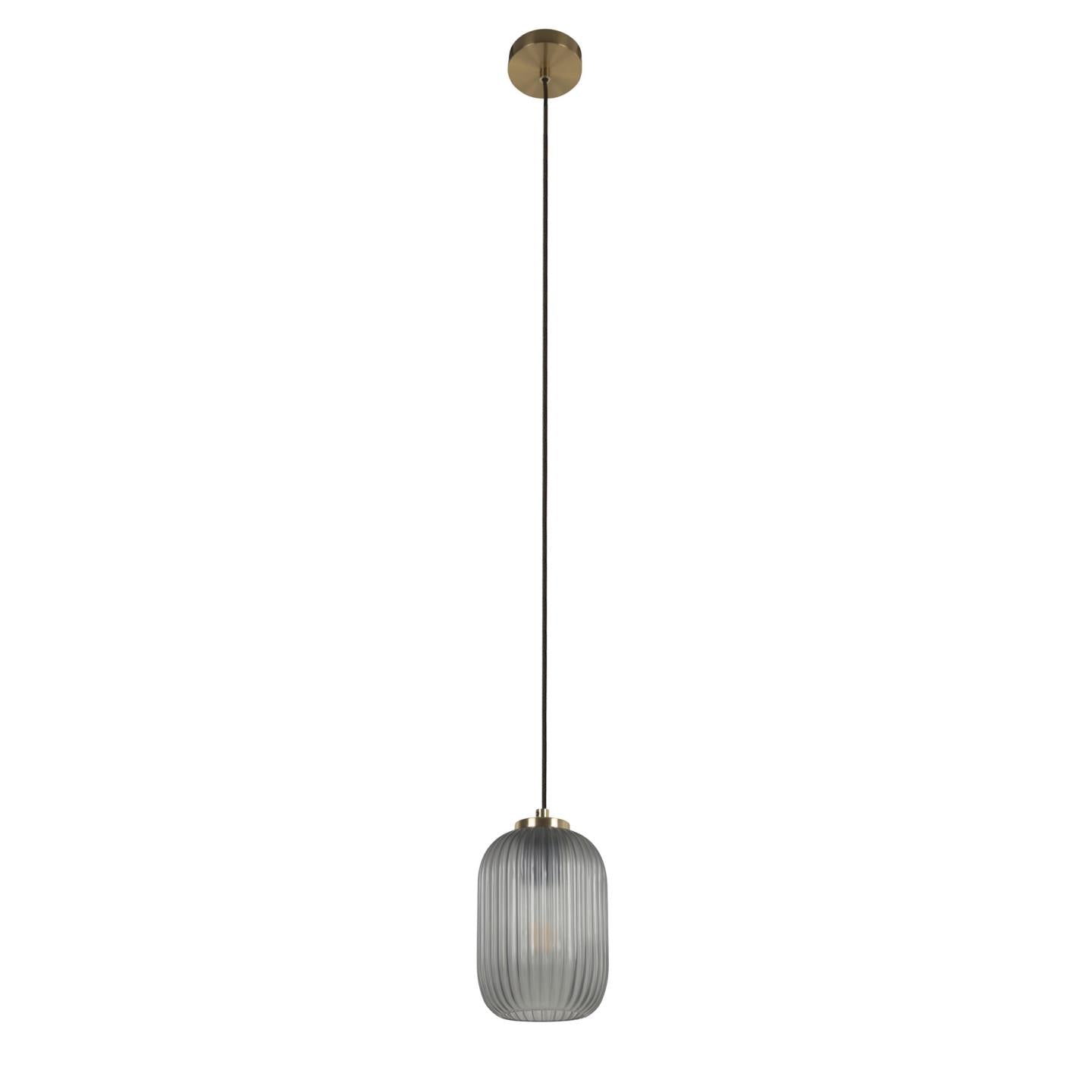 Hestia metal ceiling light with brass finish and grey glass - Product Image