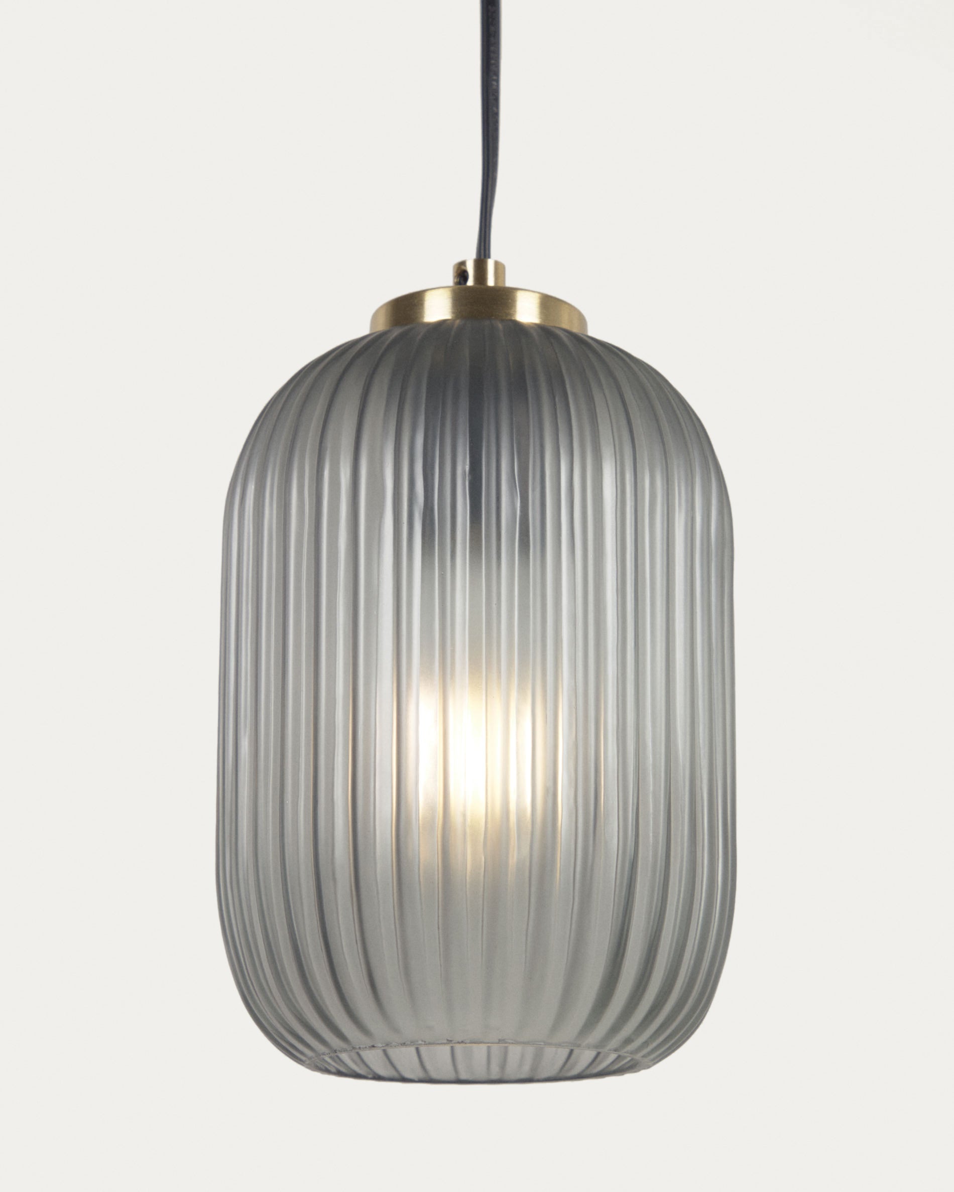 Hestia metal ceiling light with brass finish and grey glass - Detail