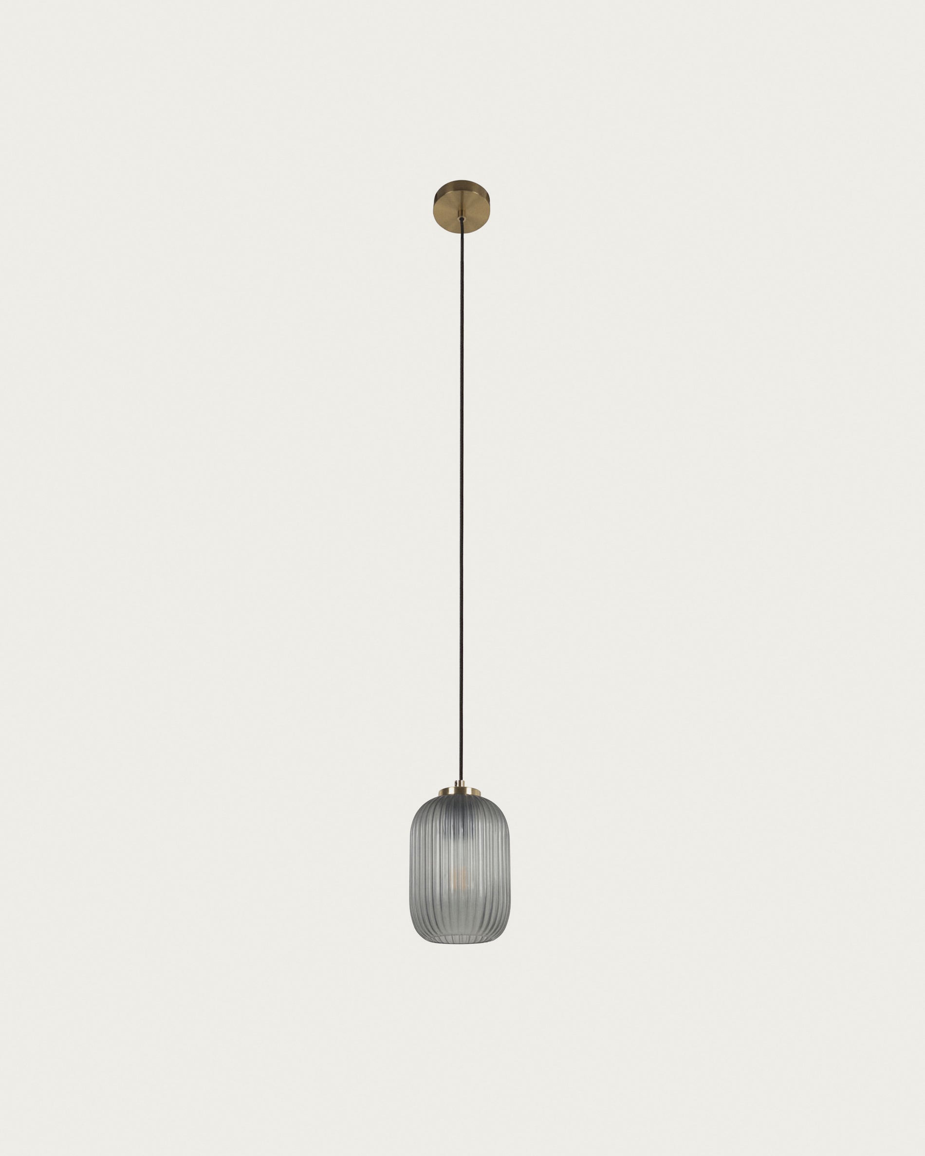 Hestia metal ceiling light with brass finish and grey glass - Product View
