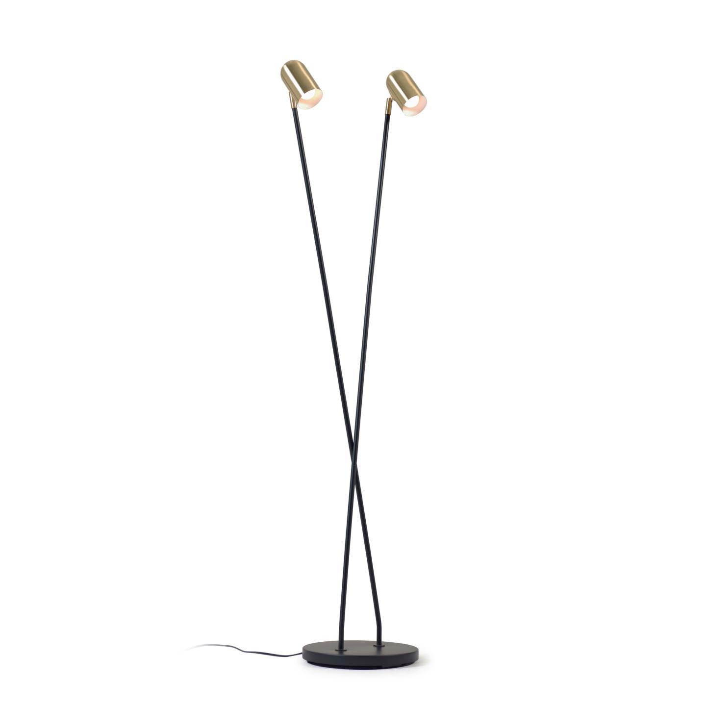 Clemence floor lamp in black metal with gold finish lampshades - Product Image