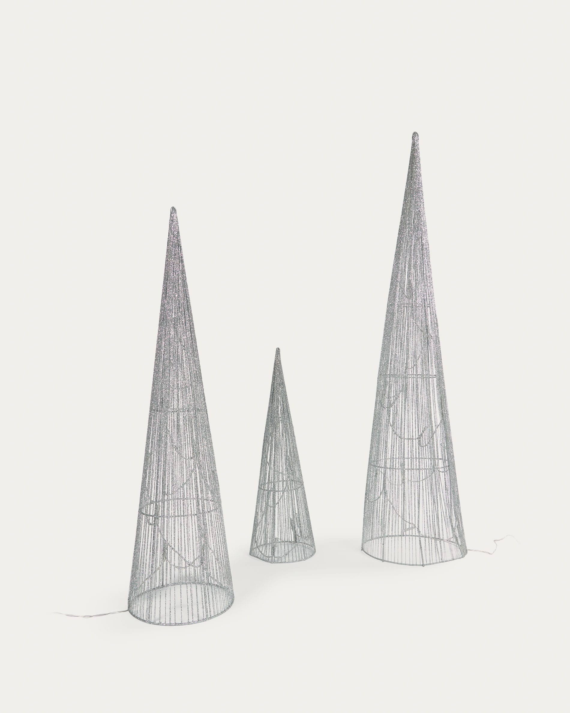 Marleen set of 3 light-up Christmas trees in grey 40 cm 60 cm 80 cm