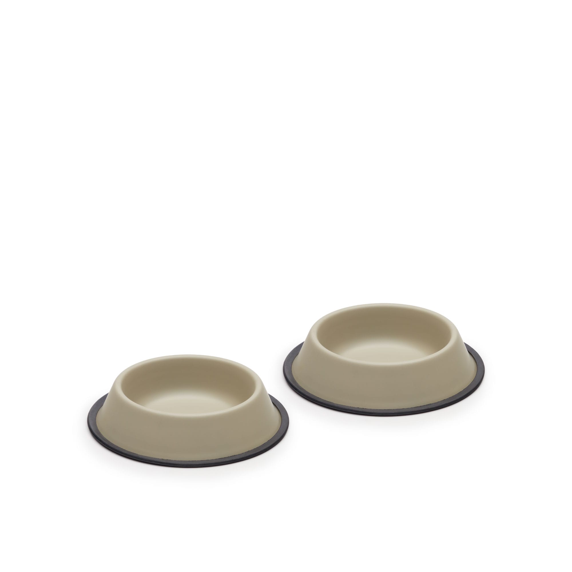 Dalitso set of 2 small food and water bowls for pets, in beige anti-rust steel, Ø 21 cm
