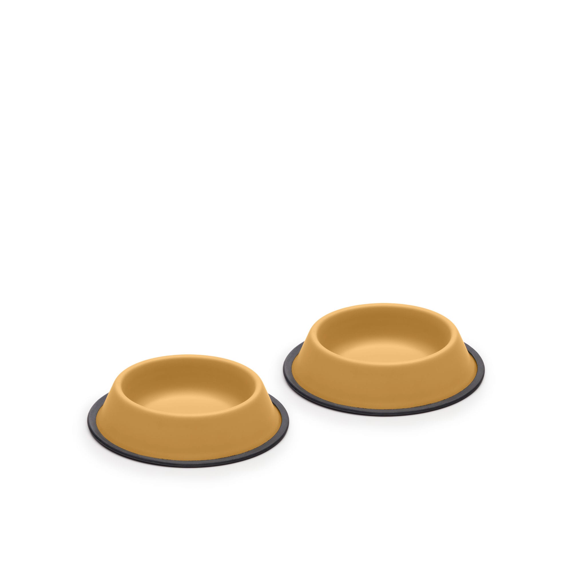 Dalitso set of 2 small food and water bowls for pets, in mustard anti-rust steel, Ø 21 cm