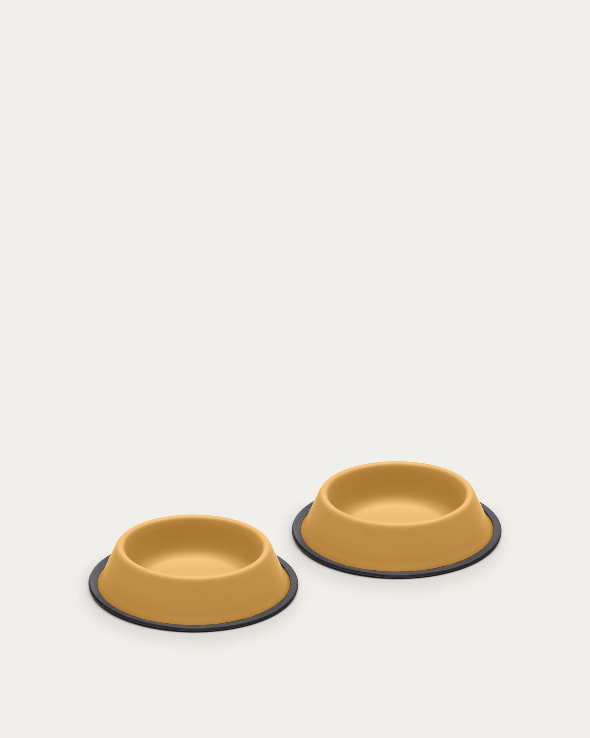 Dalitso set of 2 small food and water bowls for pets, in mustard anti-rust steel, Ø 21 cm