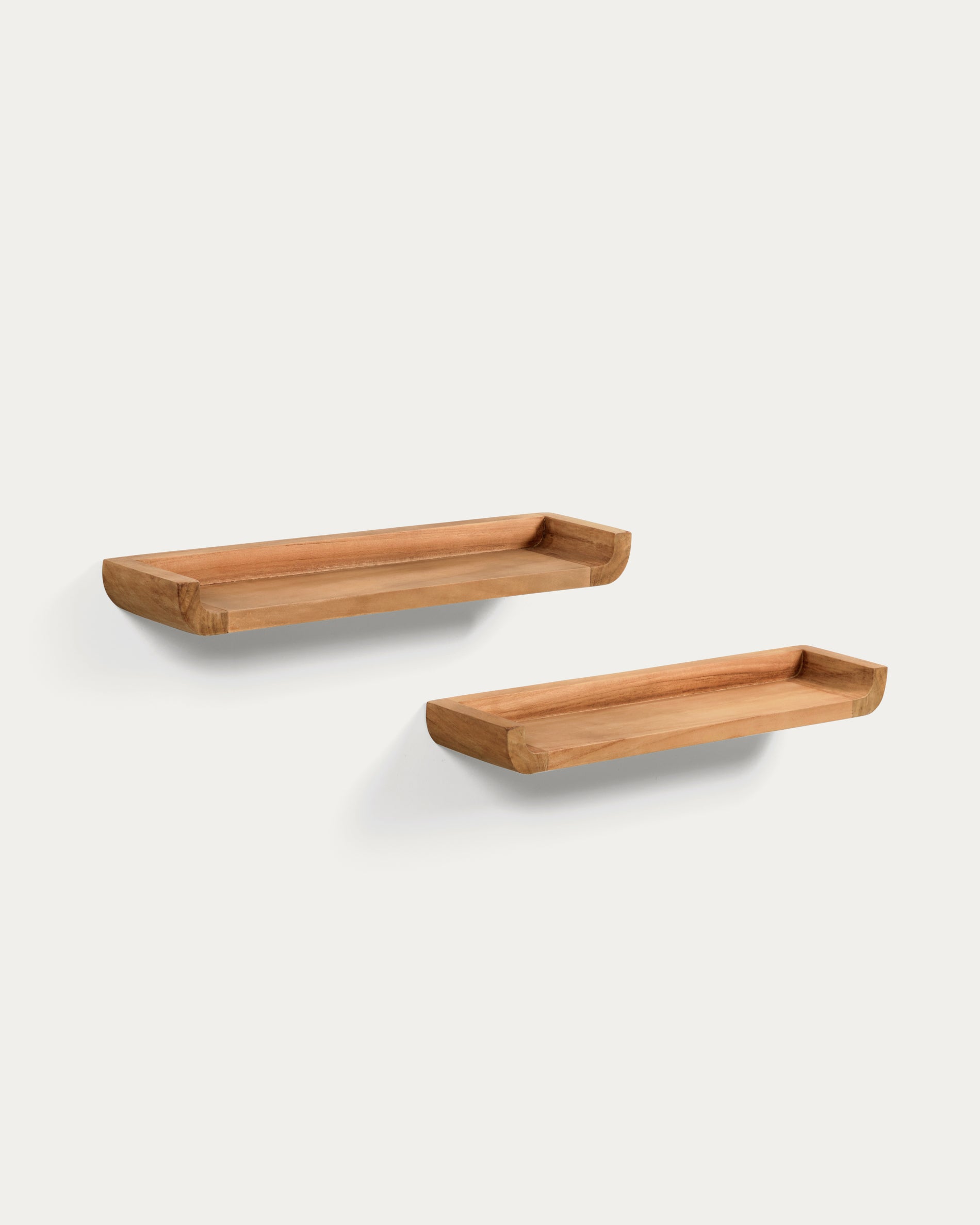 Shamel set of 2 solid teak shelves 50 x 5 cm - Product View