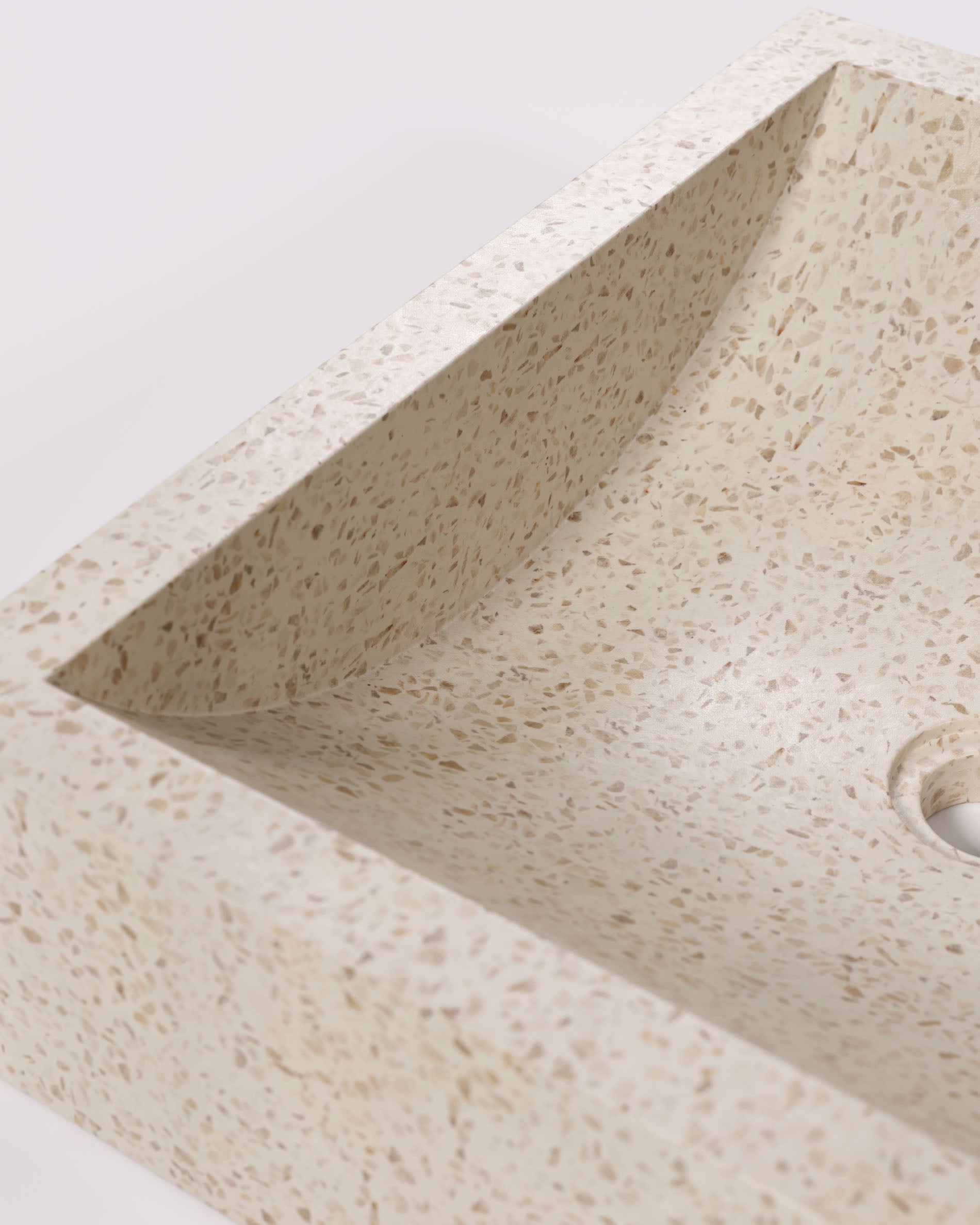 Delina countertop washbasin in white terrazzo 40 x 45 cm - Detail