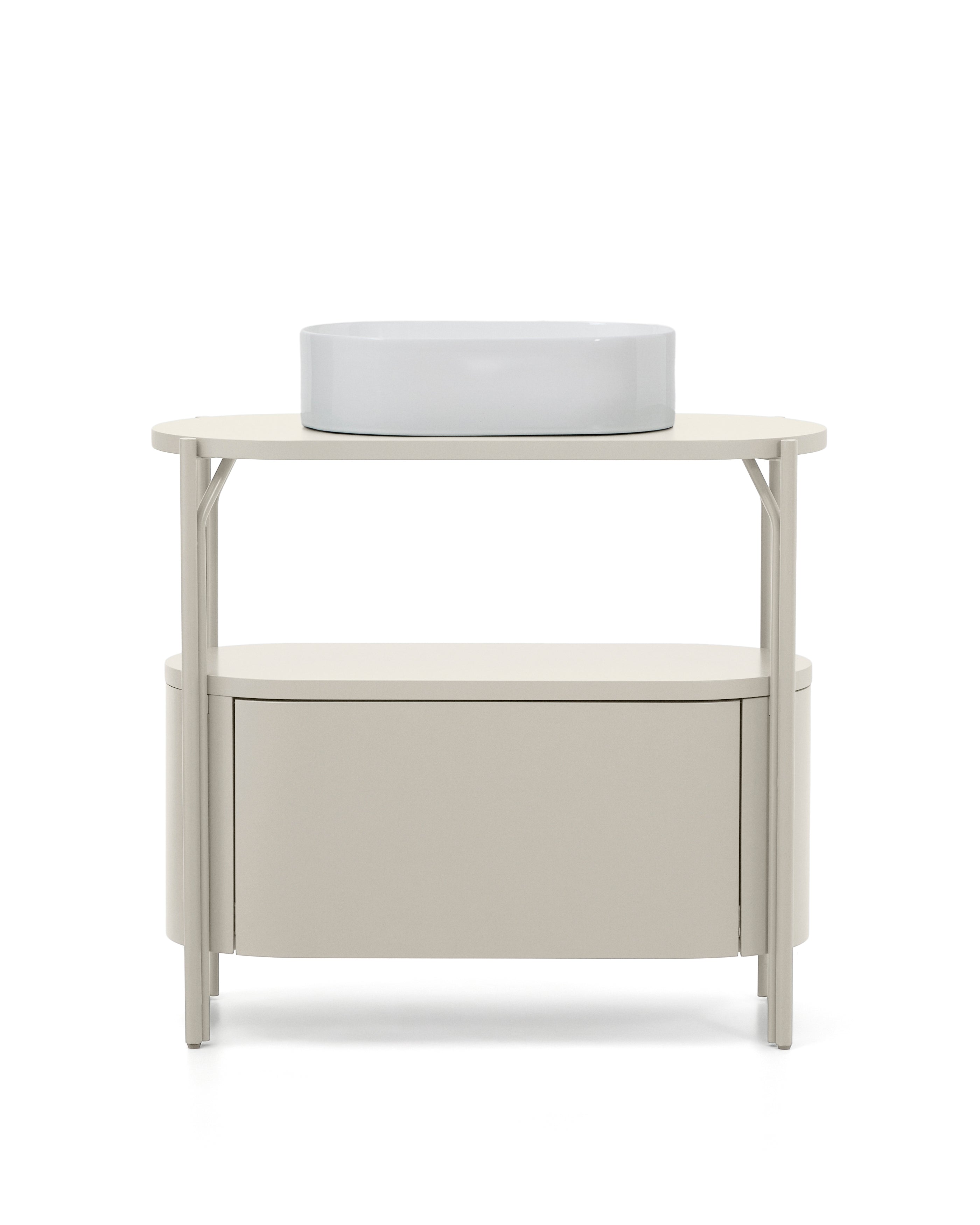 Arely bathroom vanity unit with steel structure and white lacquered MDF 90 x 40cm - Product Image