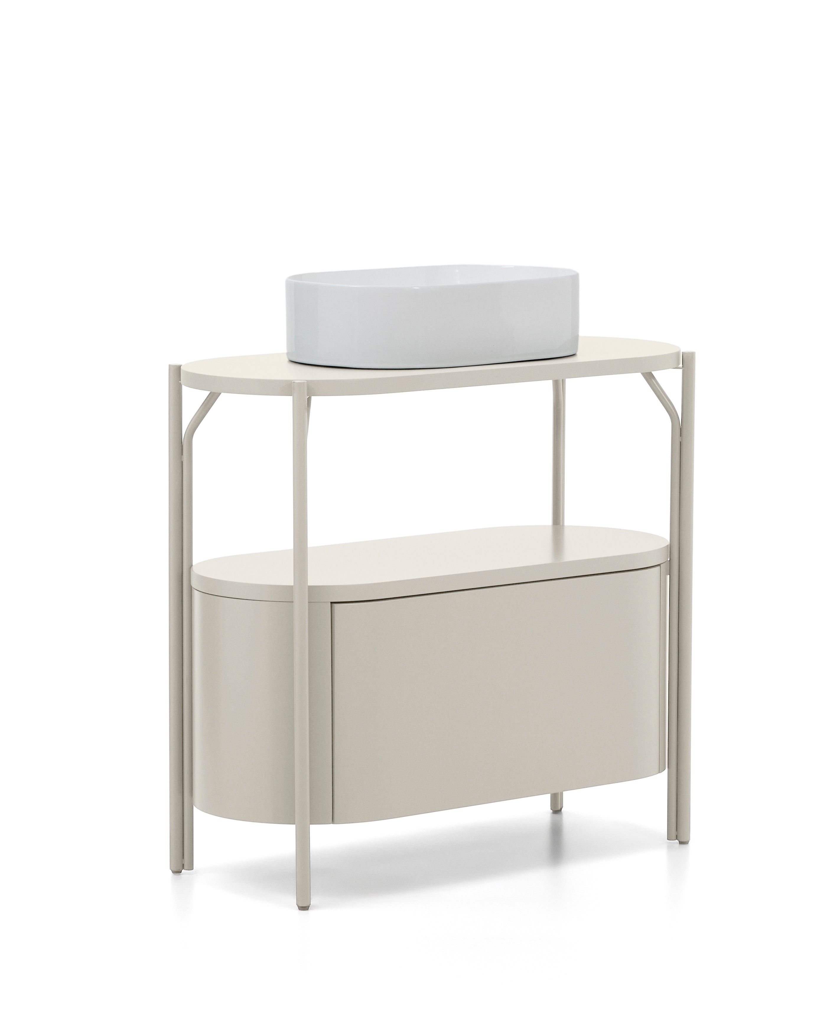 Arely bathroom vanity unit with steel structure and white lacquered MDF 90 x 40cm - Product Image