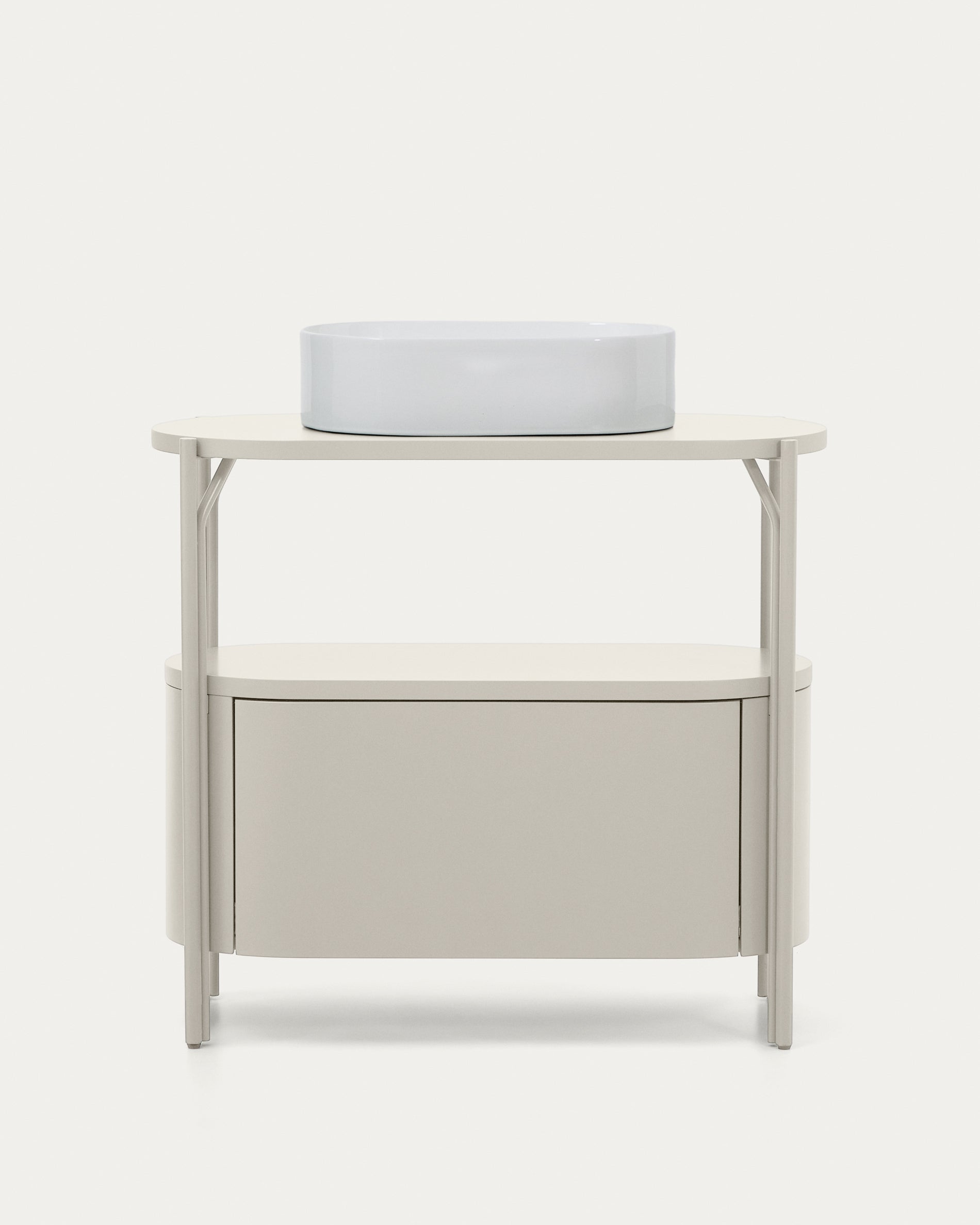 Arely bathroom vanity unit with steel structure and white lacquered MDF 90 x 40cm - Product View