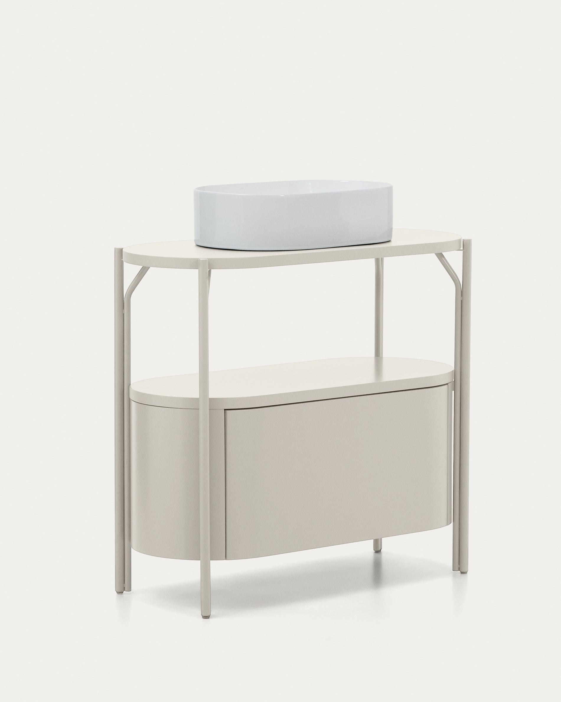 Arely bathroom vanity unit with steel structure and white lacquered MDF 90 x 40cm - Product View