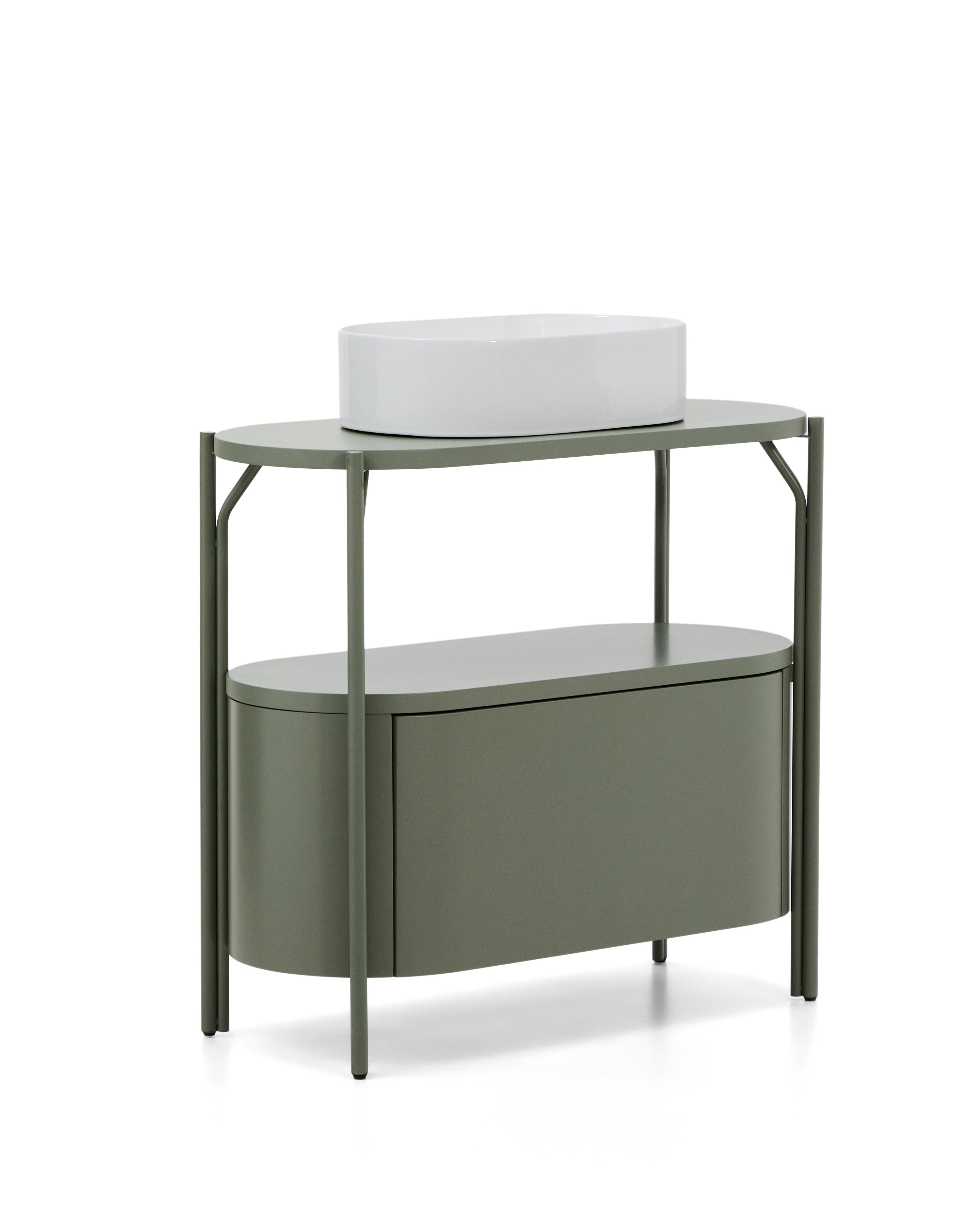 Arely bathroom vanity unit with steel structure and green lacquered MDF 90 x 40cm - Product Image