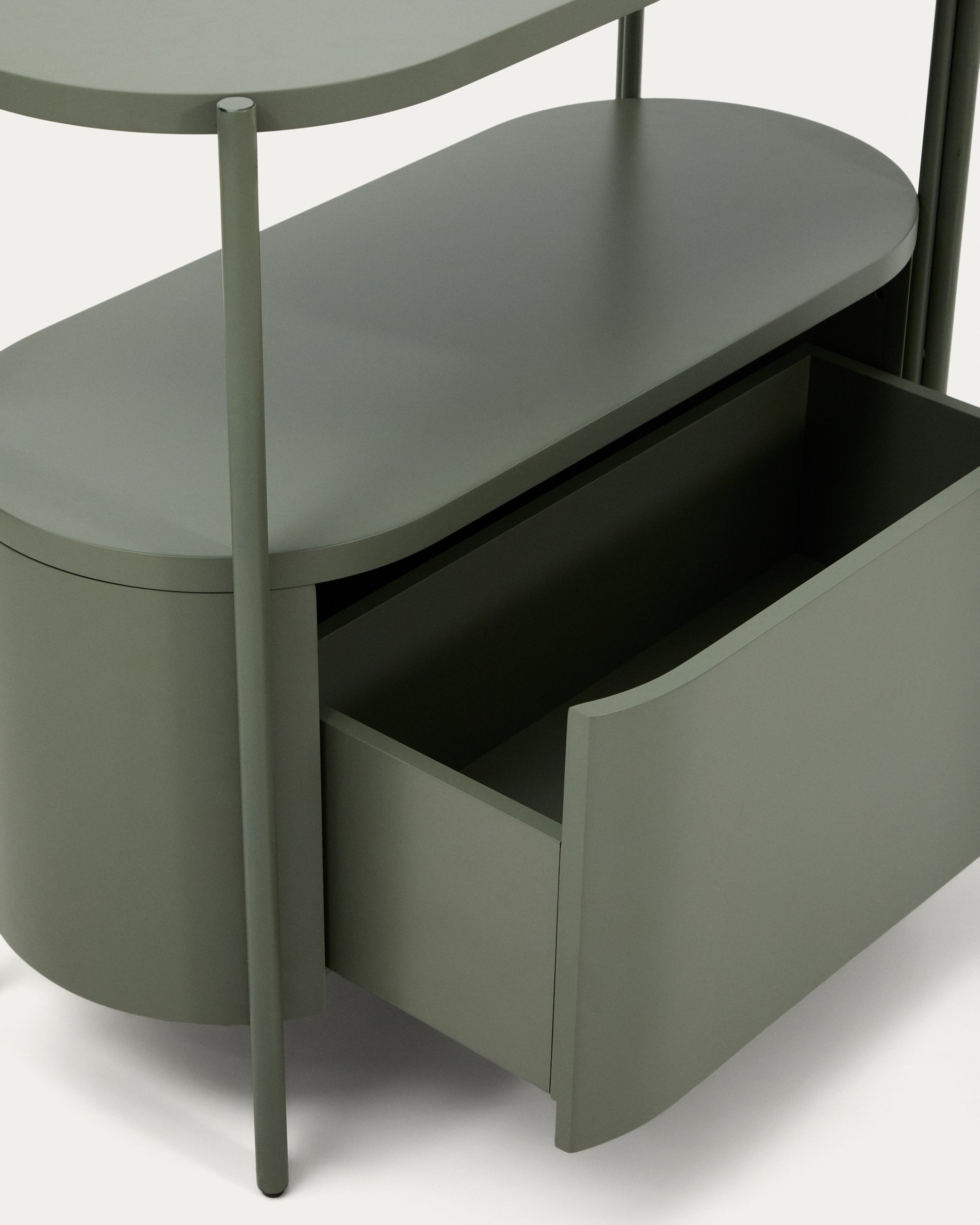 Arely bathroom vanity unit with steel structure and green lacquered MDF 90 x 40cm - Detail