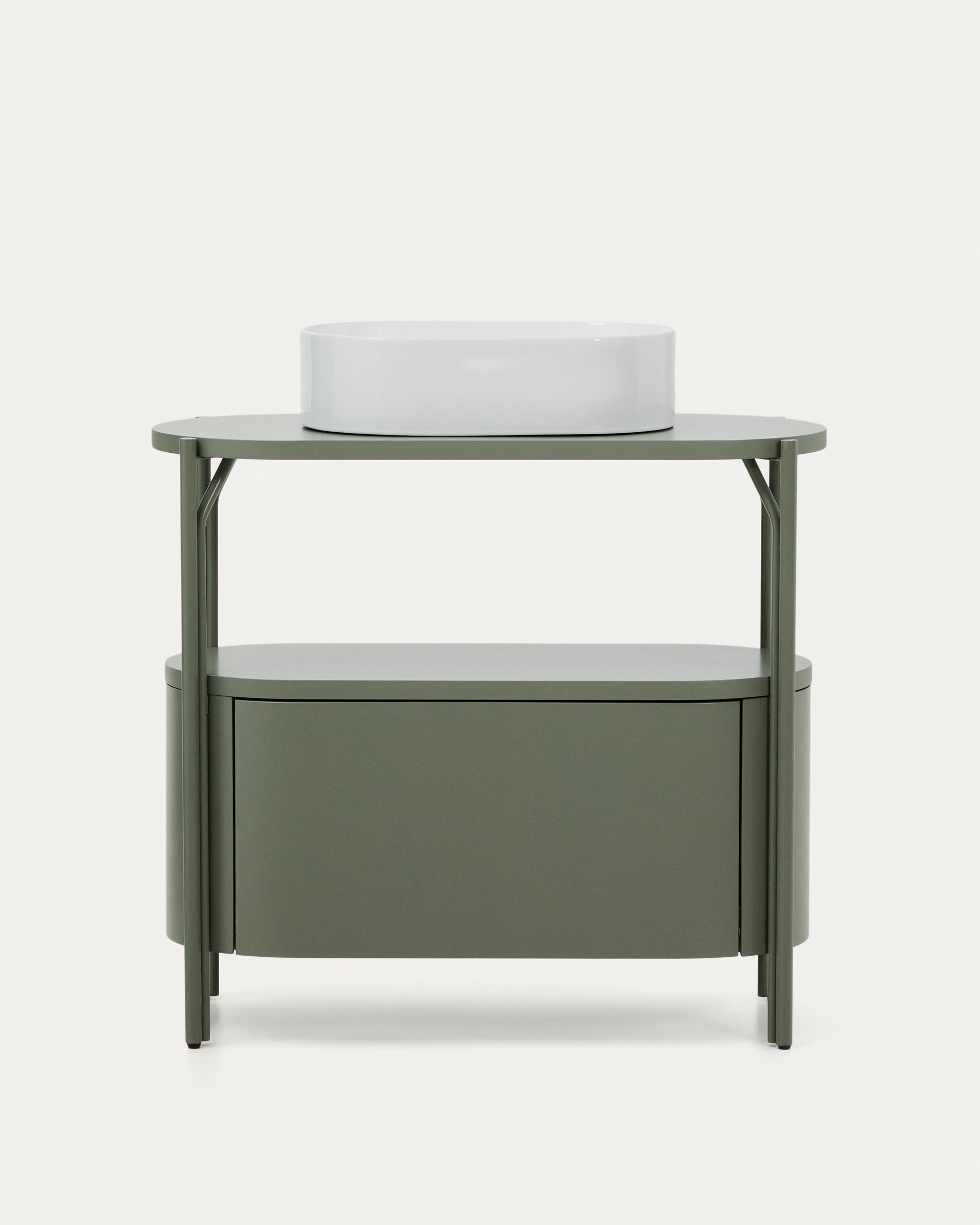 Arely bathroom vanity unit with steel structure and green lacquered MDF 90 x 40cm - Product View