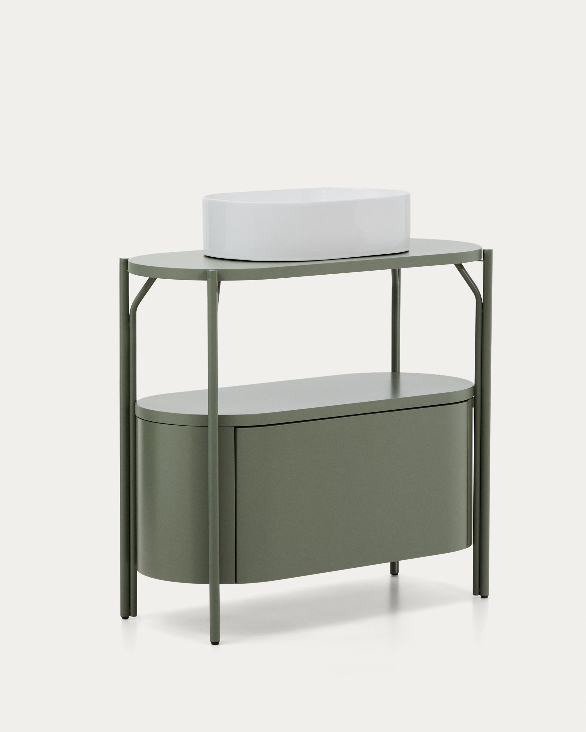 Arely bathroom vanity unit with steel structure and green lacquered MDF 90 x 40cm - Product View