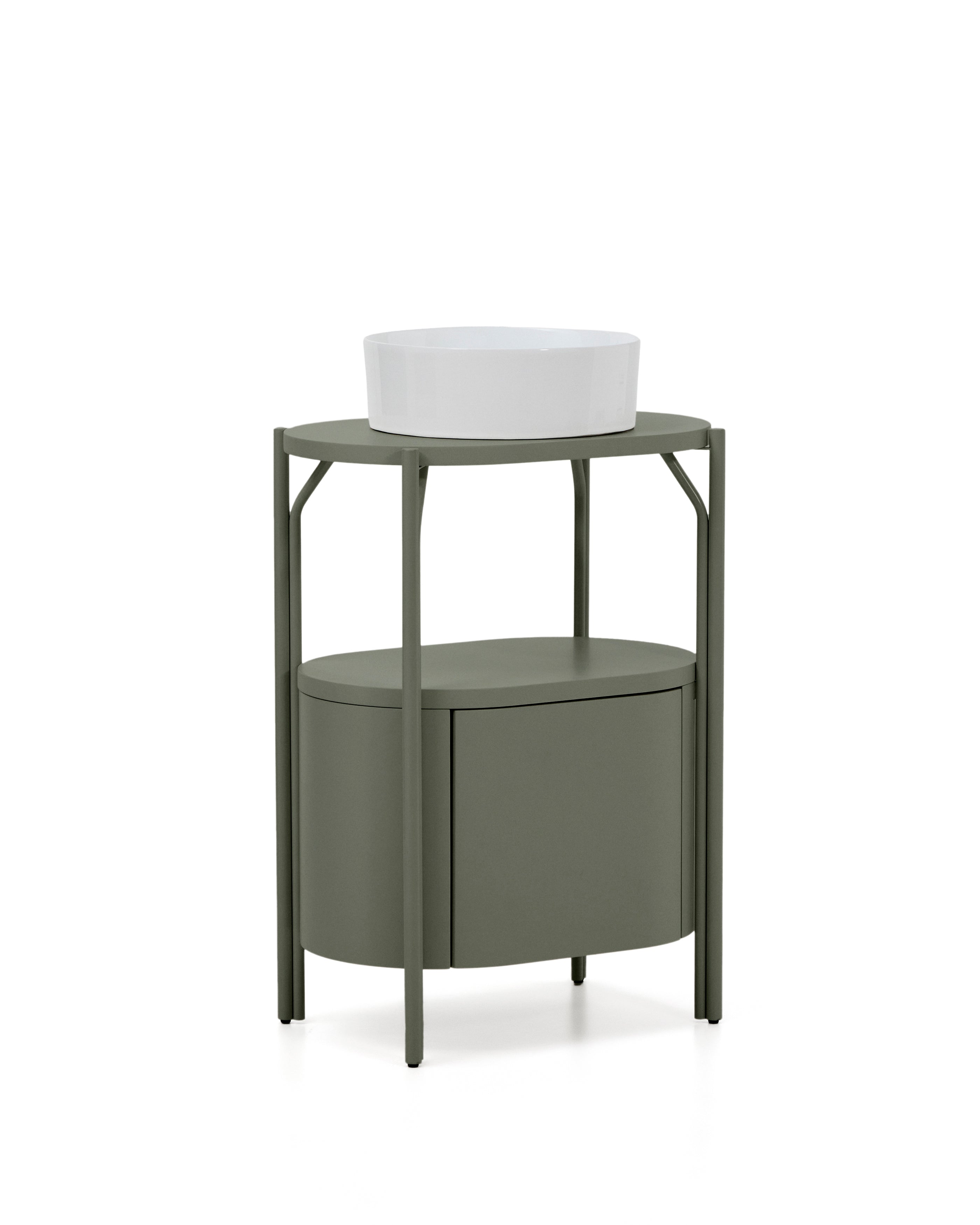 Arely bathroom vanity unit with steel structure and green lacquered MDF 60 x 40cm - Product Image