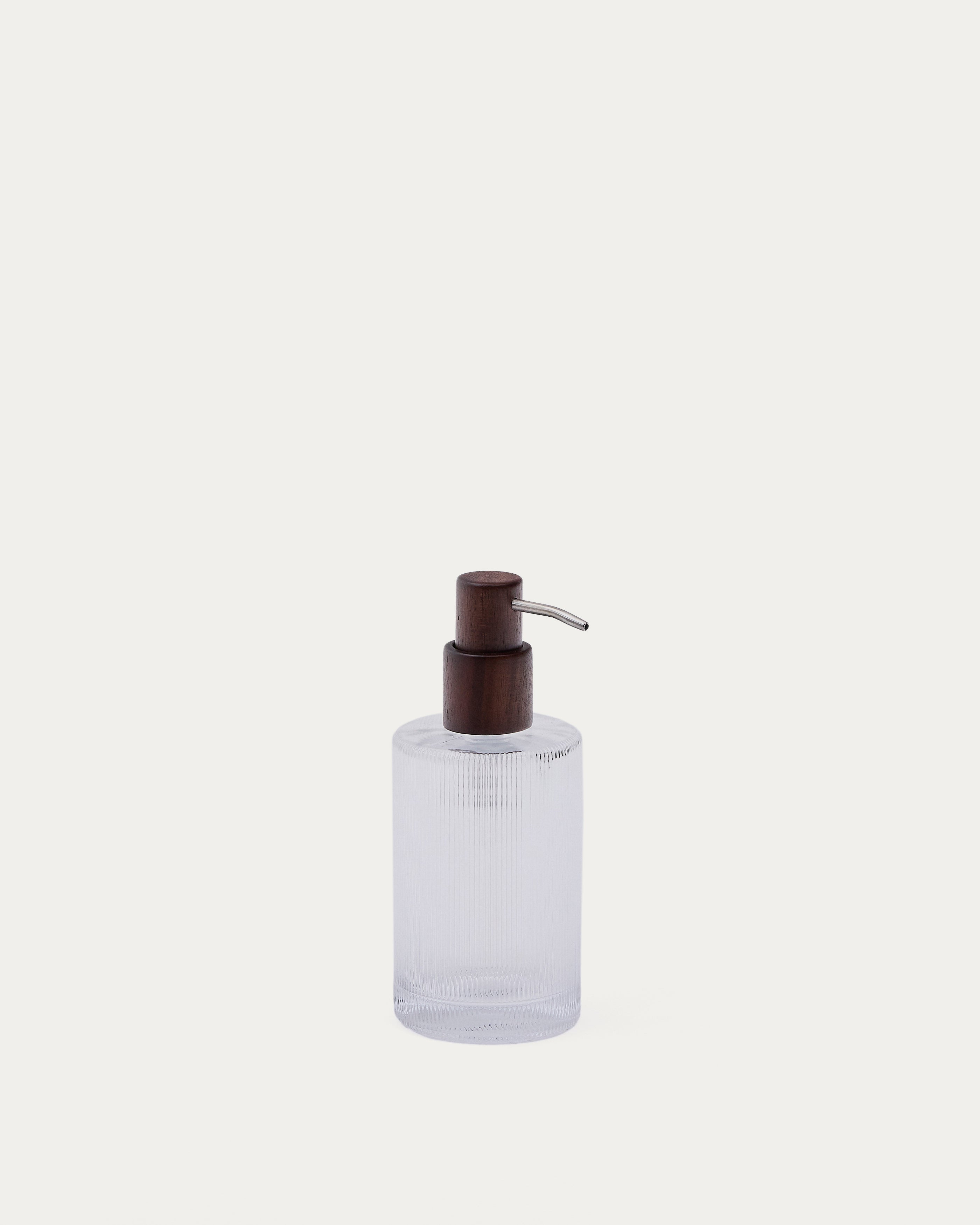 Arlem soap dispenser in clear glass and bamboo - Product View