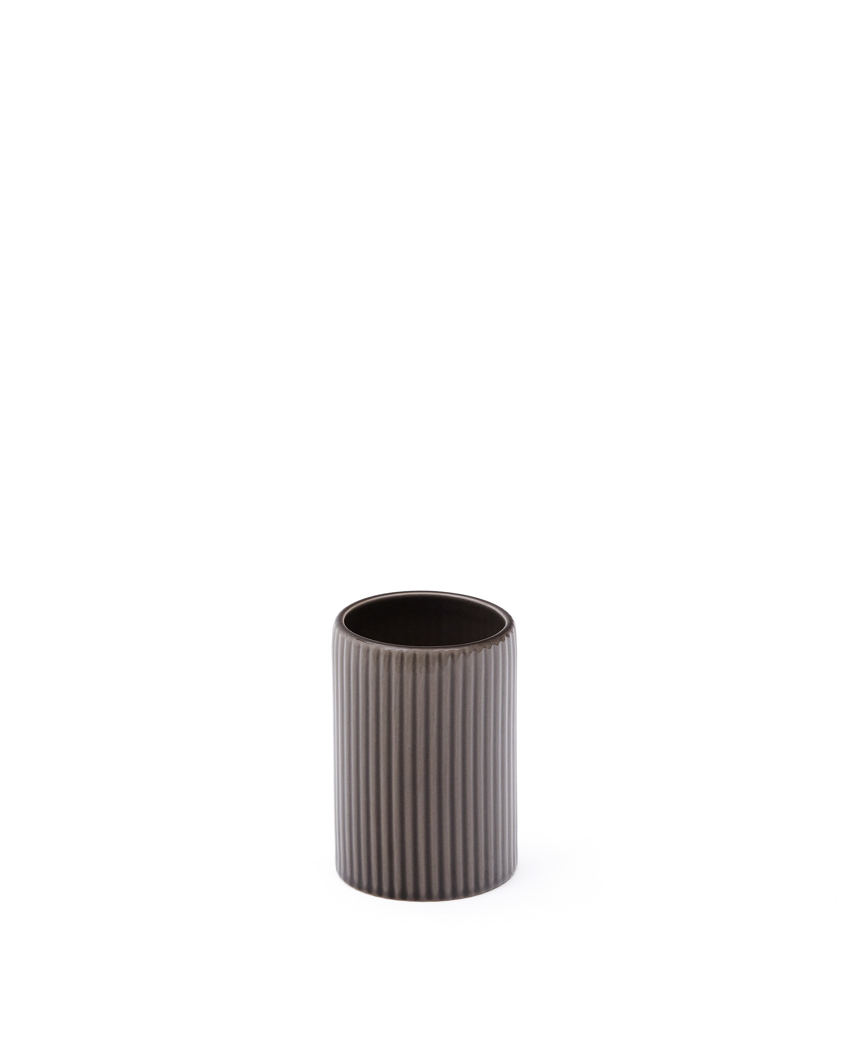 Selime brown stoneware toothbrush holder - Product Image