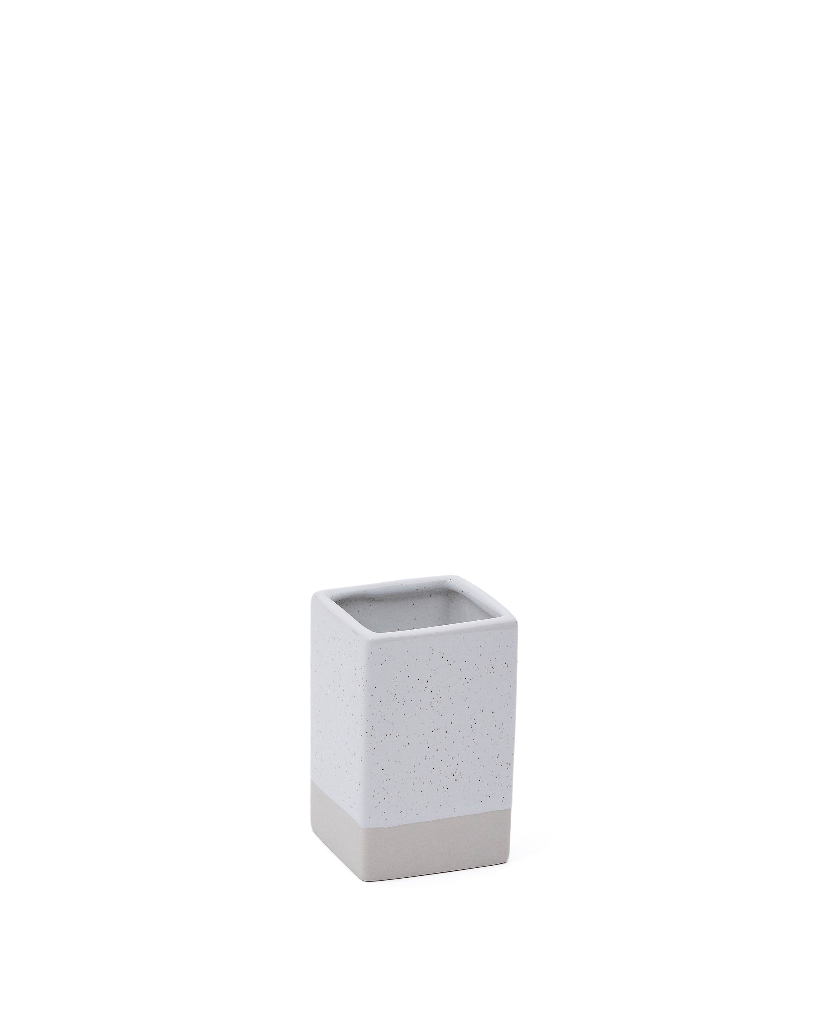 Careli beige stoneware toothbrush holder - Product Image