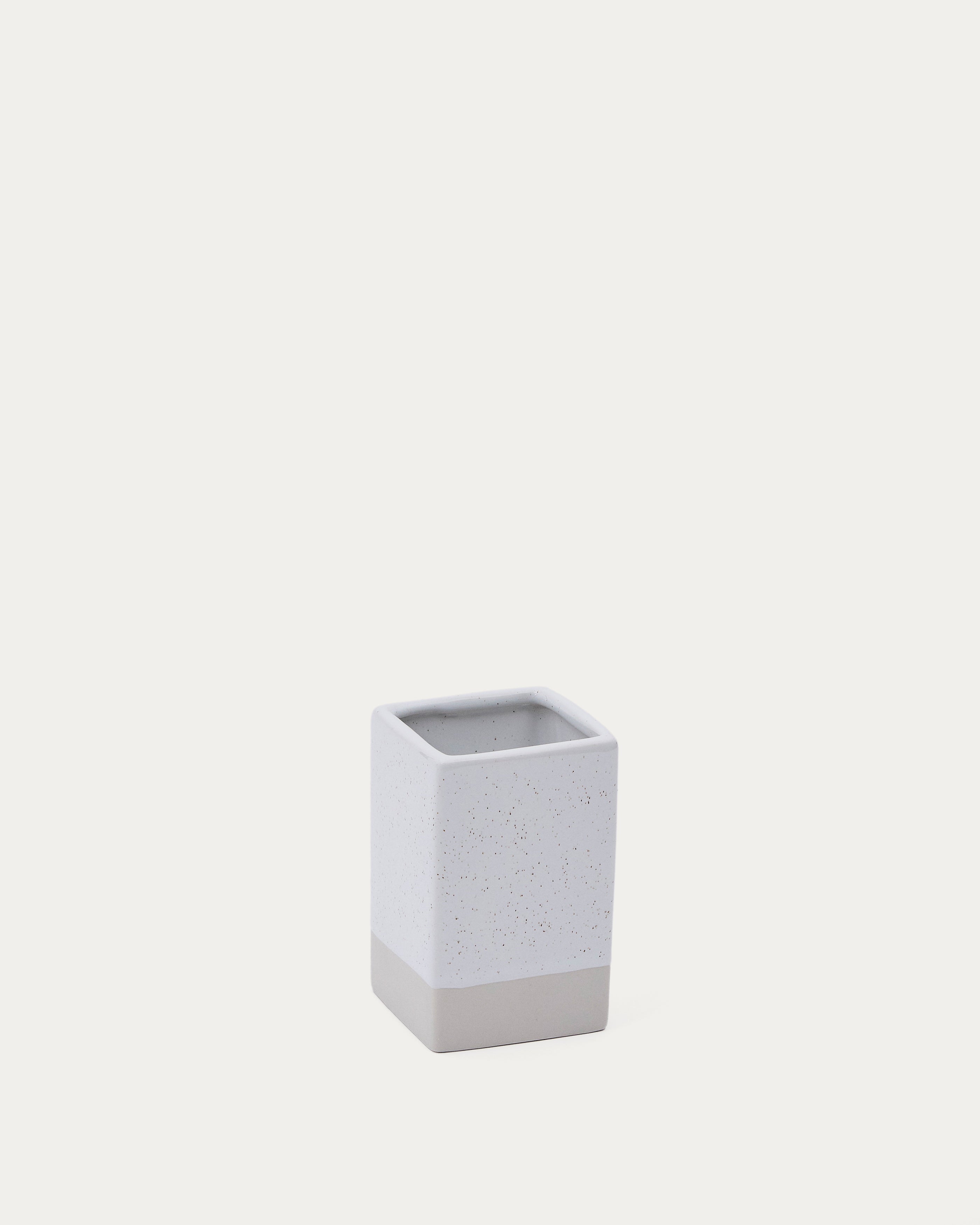 Careli beige stoneware toothbrush holder - Product View