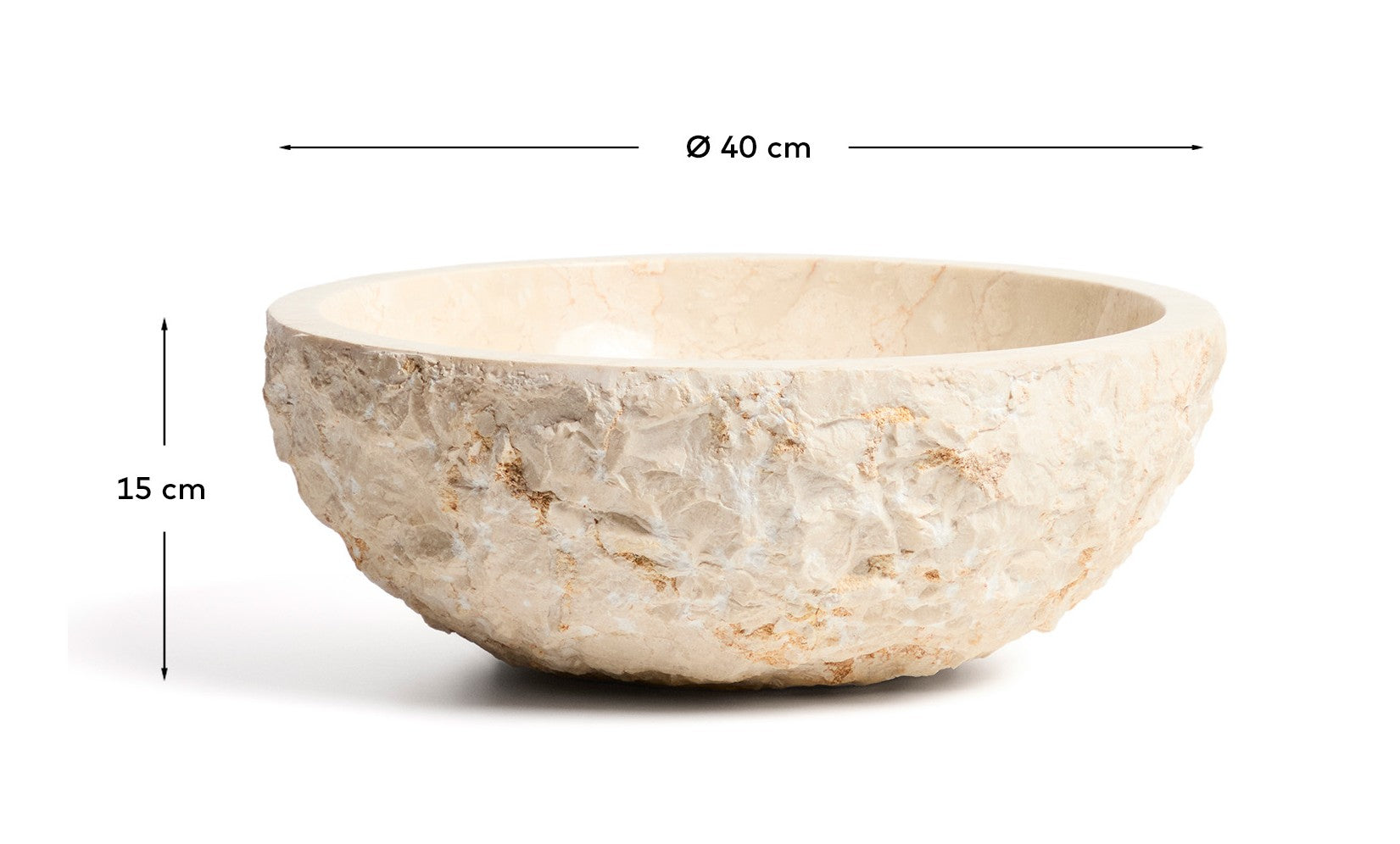Orvane beige marble countertop washbasin Ø 40cm - Measurements