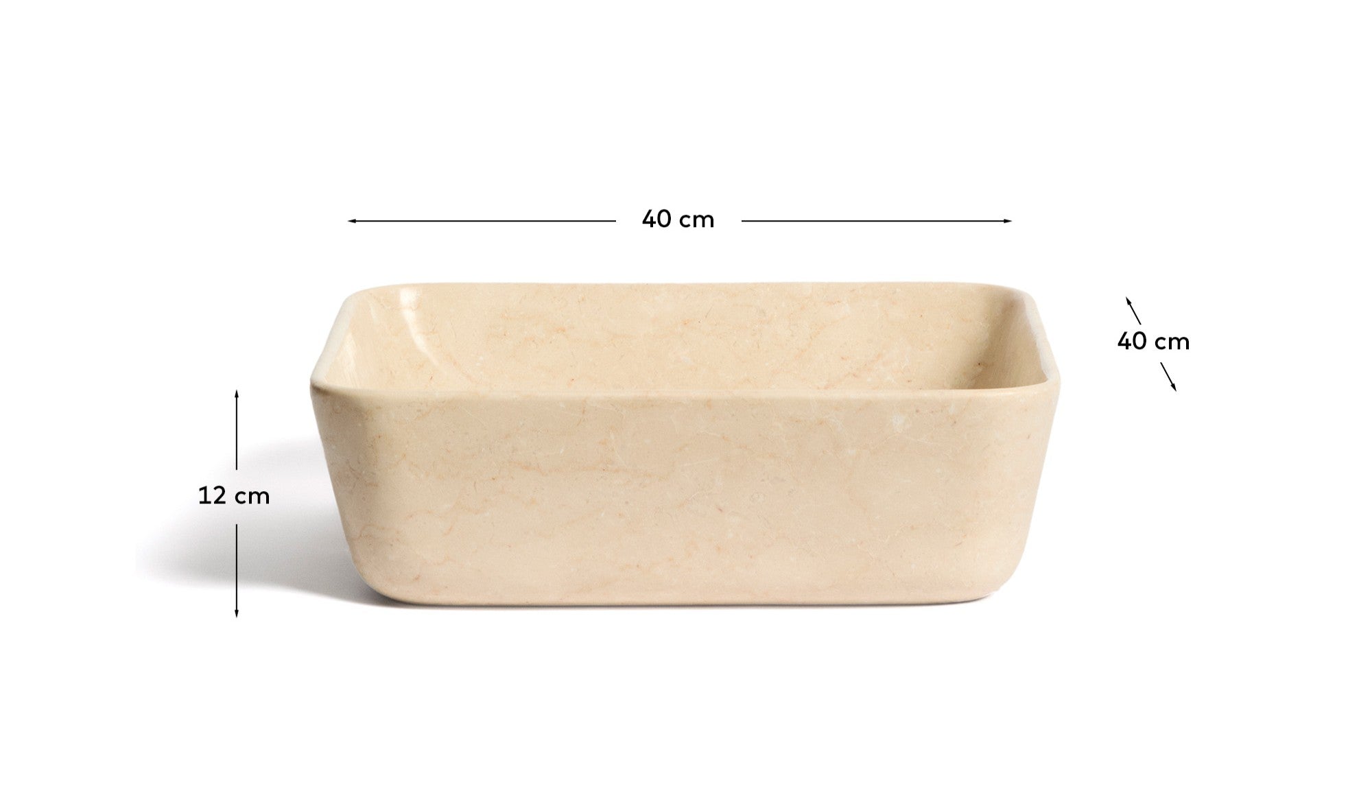 Darnen beige marble countertop washbasin 40 x 40cm - Measurements
