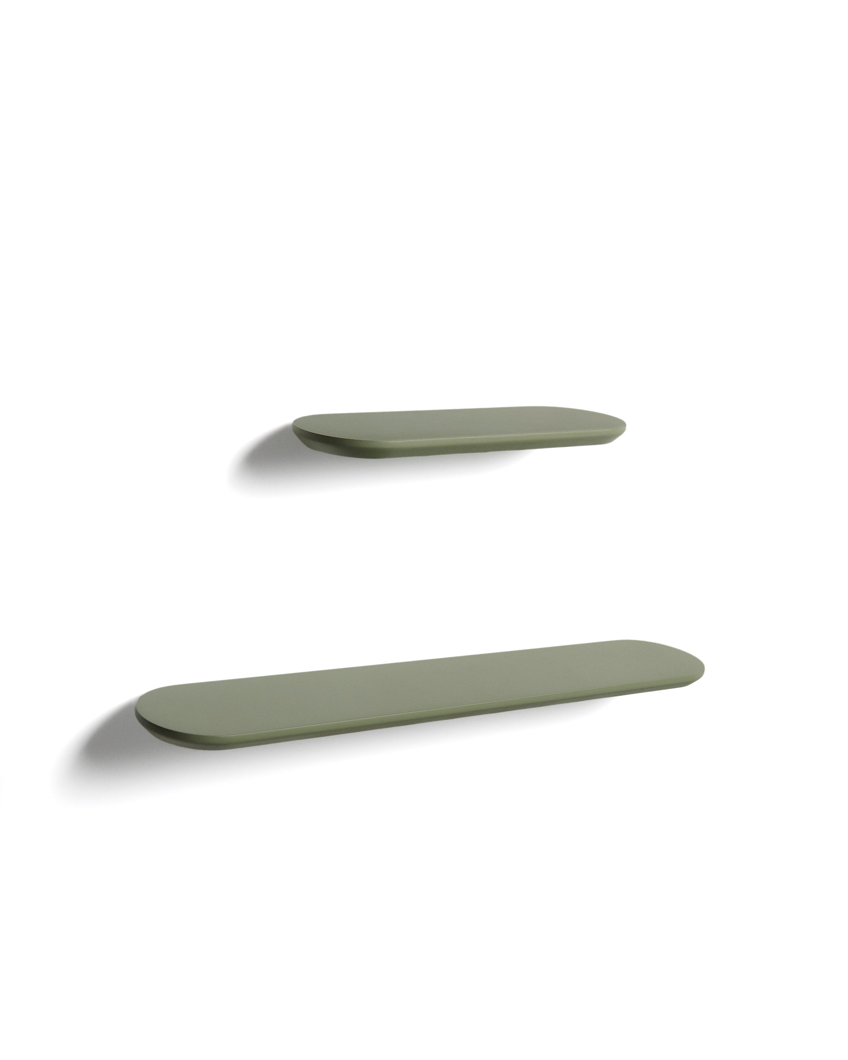 Arely set of 2 shelves in MDF with green lacquer finish 35 cm/55 cm - Product Image