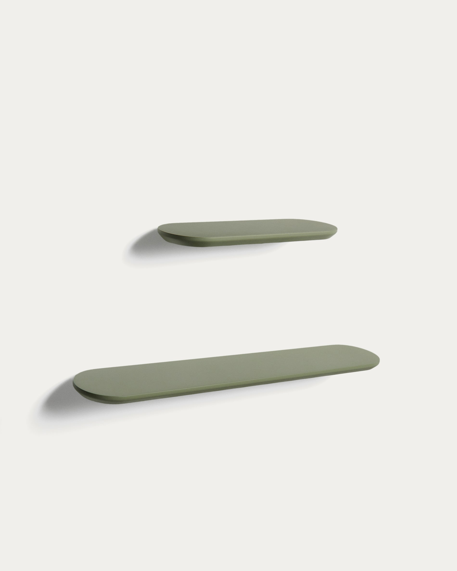 Arely set of 2 shelves in MDF with green lacquer finish 35 cm/55 cm - Product View
