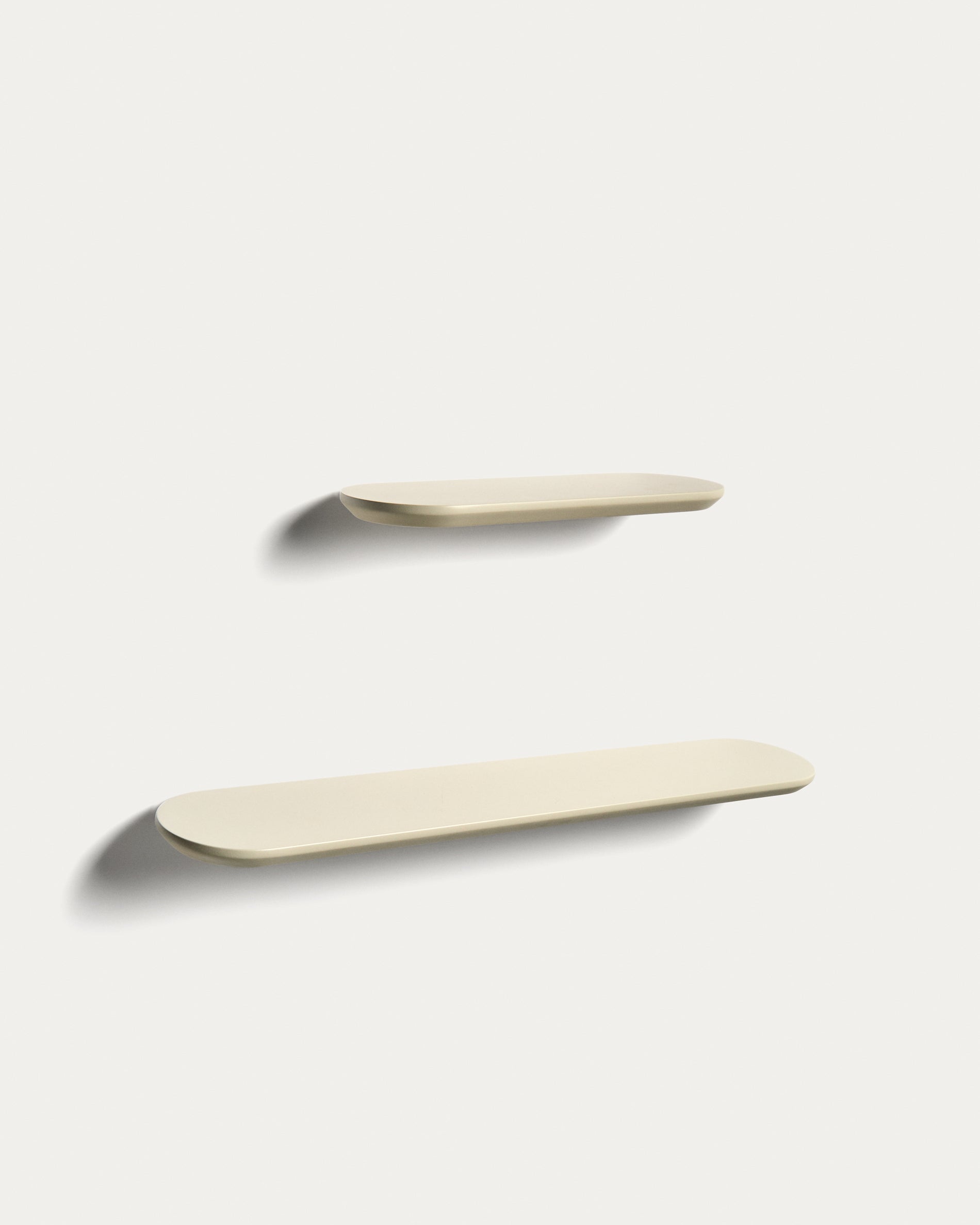 Arely set of 2 MDF shelves with beige lacquer finish 35 cm/55 cm - Product View