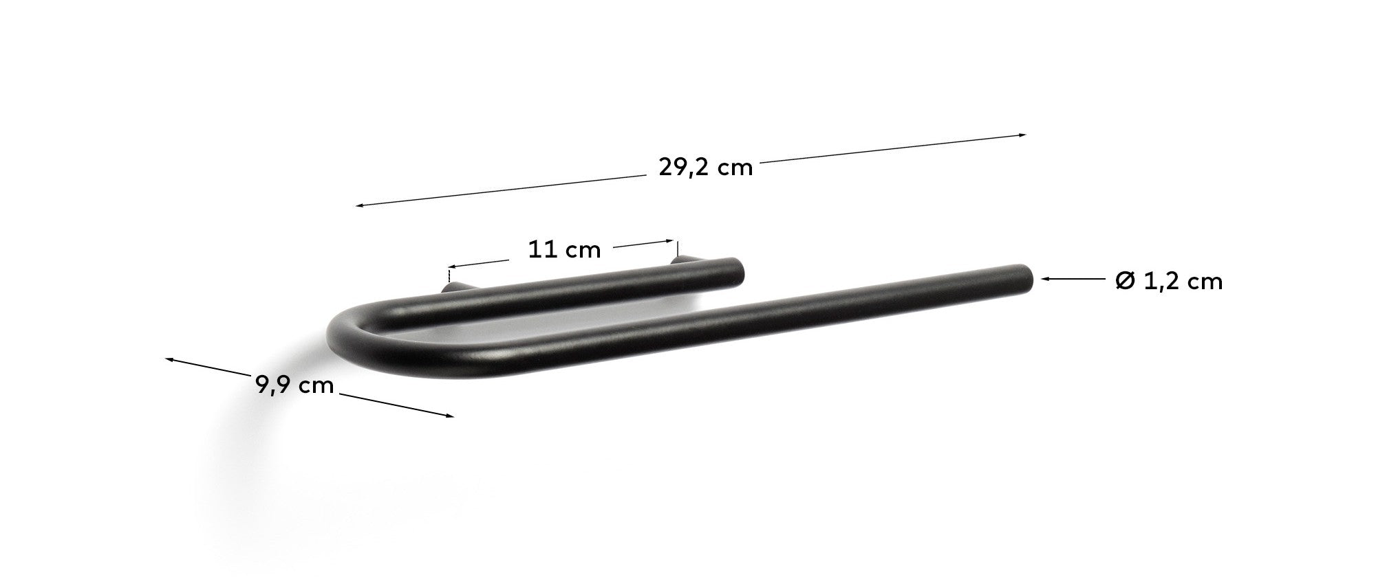 Black metal Arely towel rail - Measurements