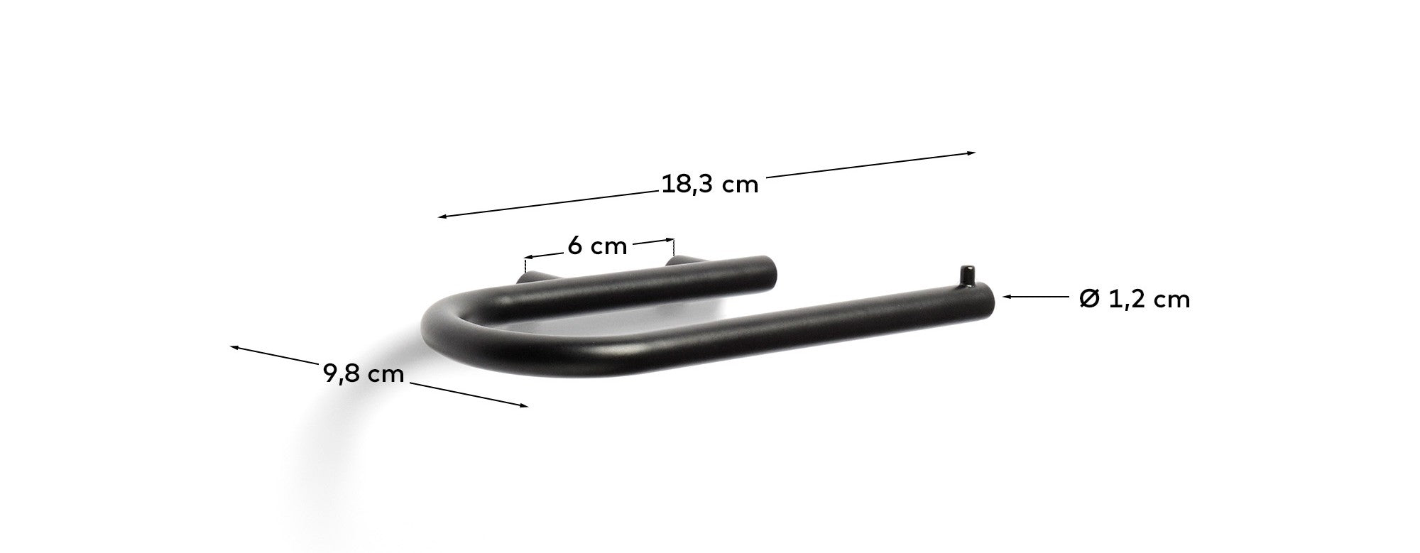 Black metal Arely toilet roll holder - Measurements