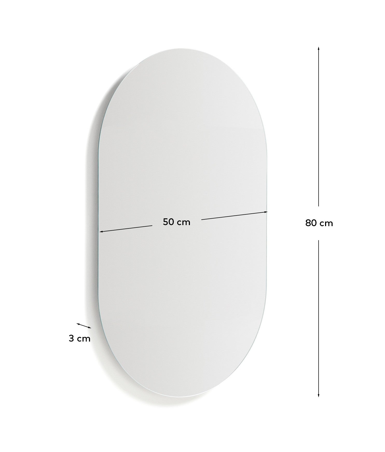 Donia oval bathroom mirror 80 x 50cm - Measurements