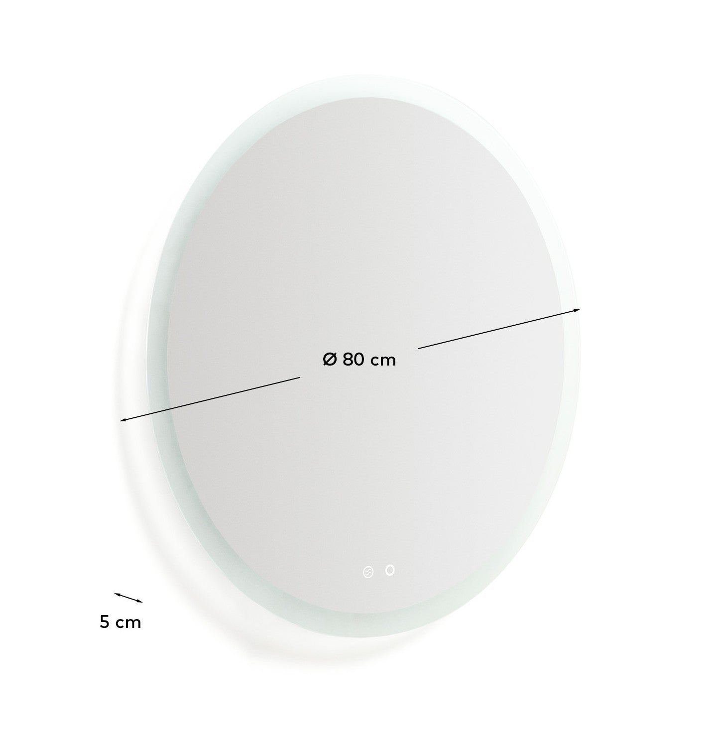 Mervi round bathroom mirror with LED light and anti-fog Ø 80cm - Measurements