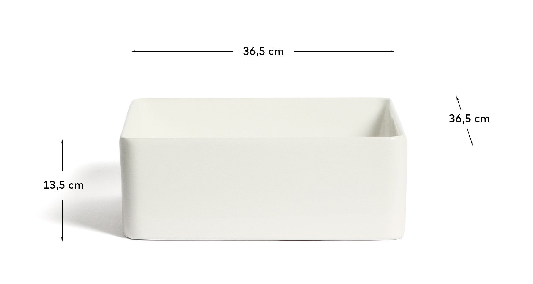 Ovara countertop basin in white glazed ceramic 36.5 x 36.5 cm - Measurements