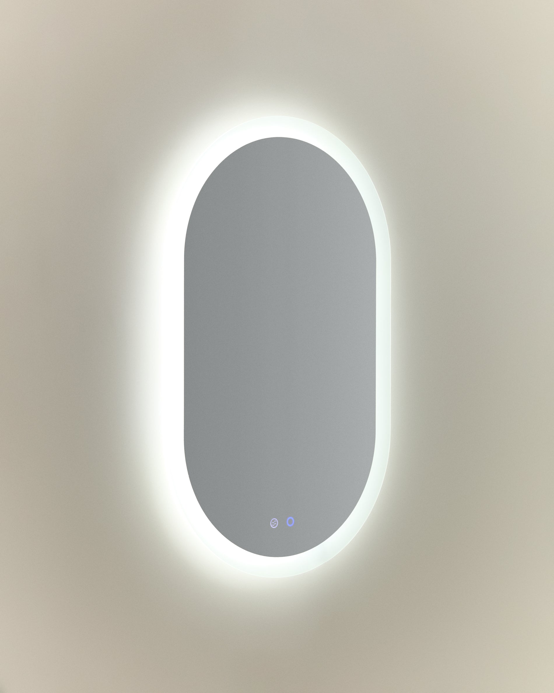 Mervi oval bathroom mirror with LED light and anti-fog 80 x 50cm - Product View