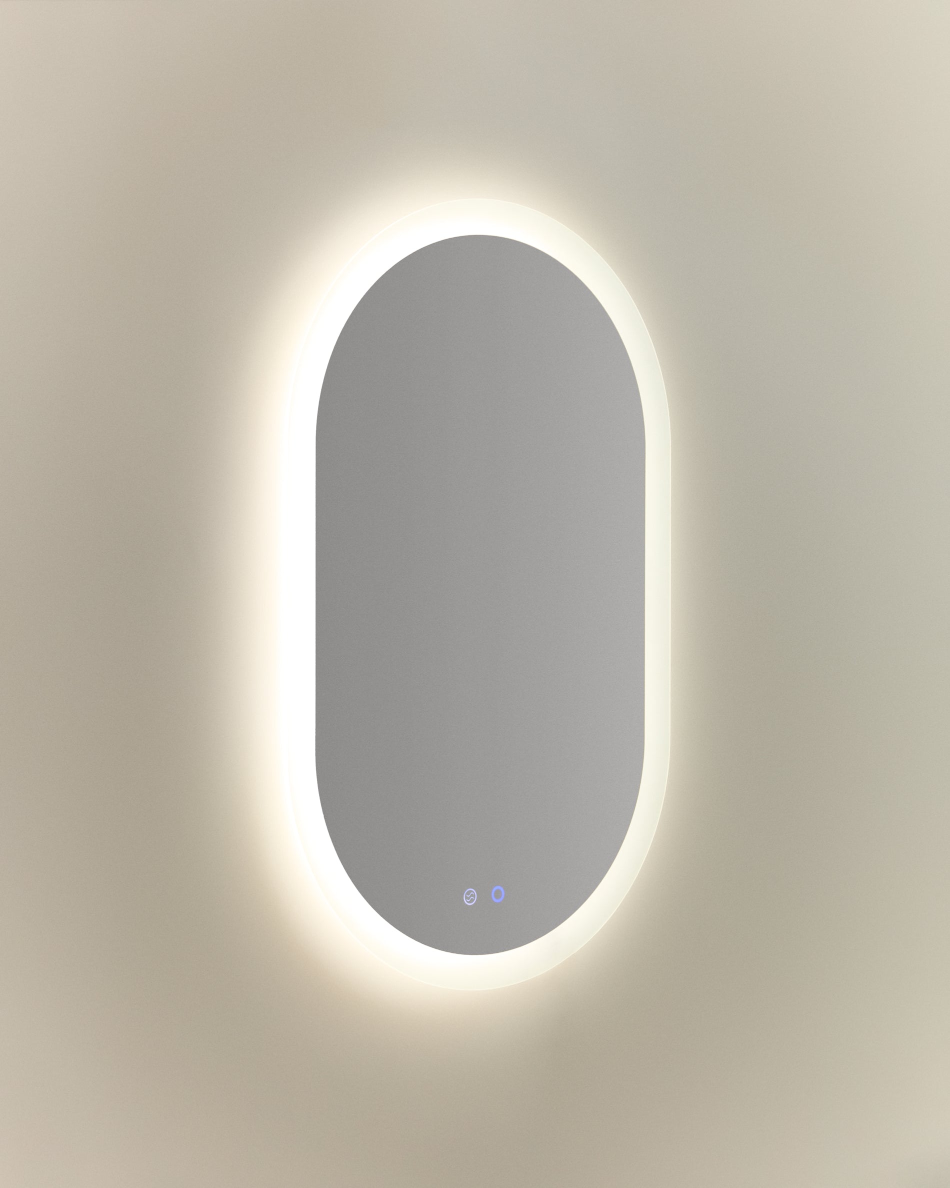 Mervi oval bathroom mirror with LED light and anti-fog 80 x 50cm - Product View