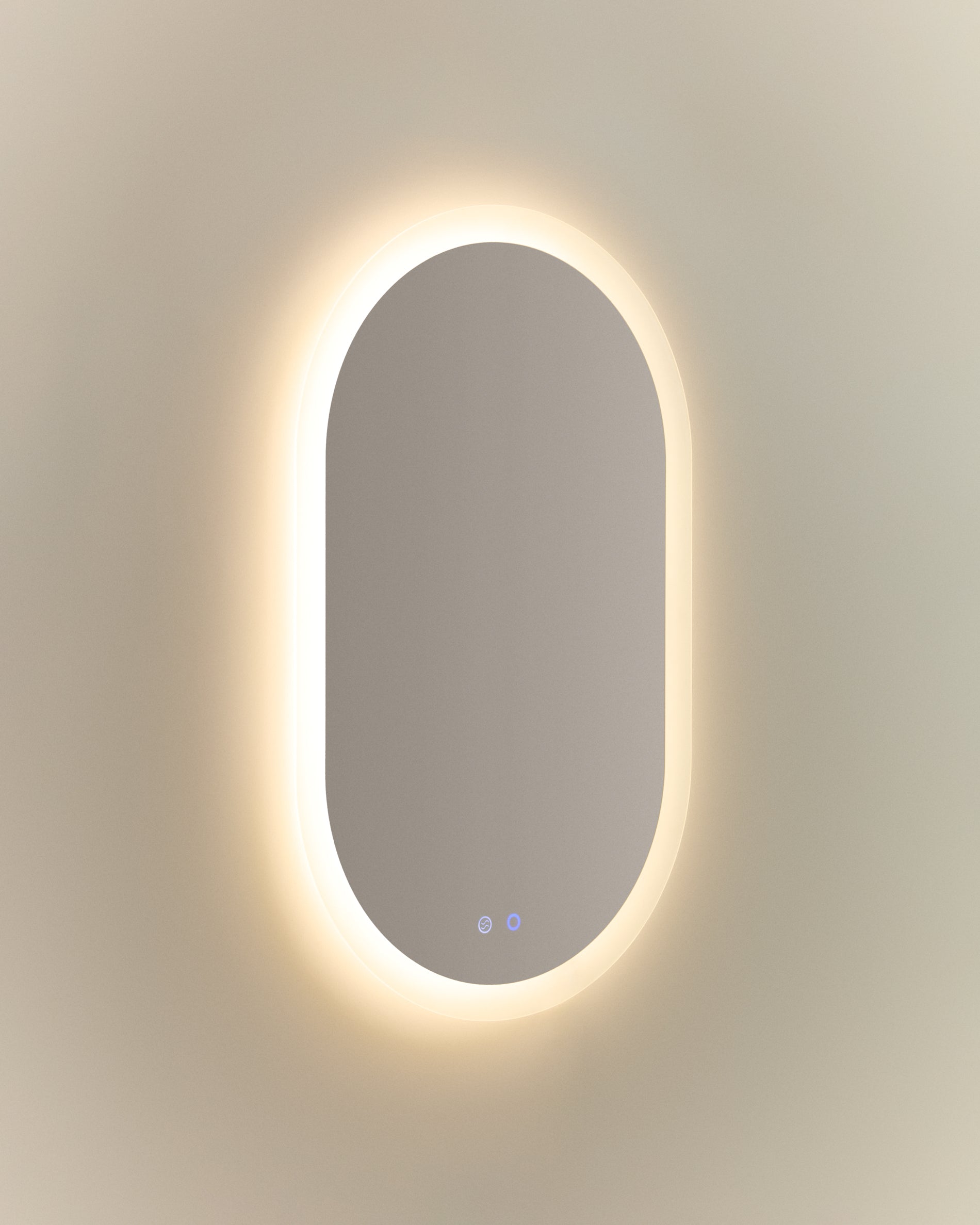 Mervi oval bathroom mirror with LED light and anti-fog 80 x 50cm - Product View